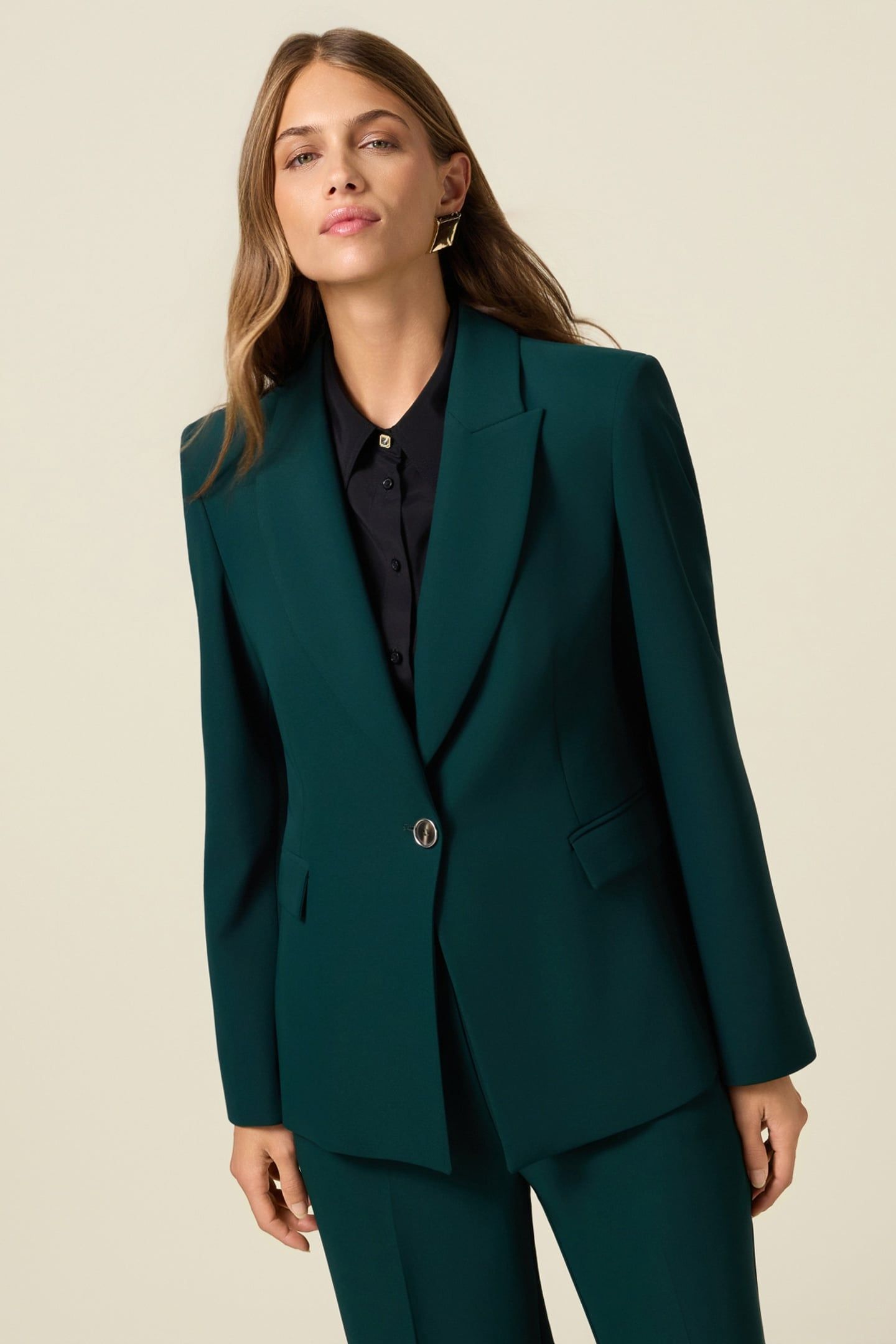 CREPE FABRIC BLAZER GREEN 1