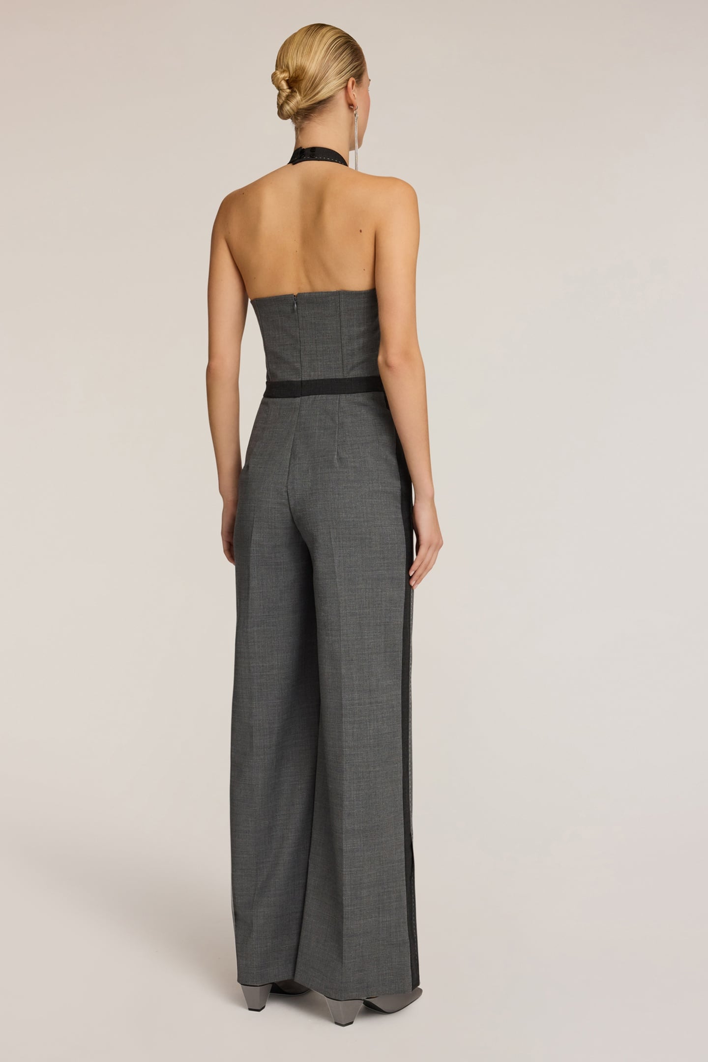 LONG JUMPSUIT WITH HALTER NECKLINE GREY 2