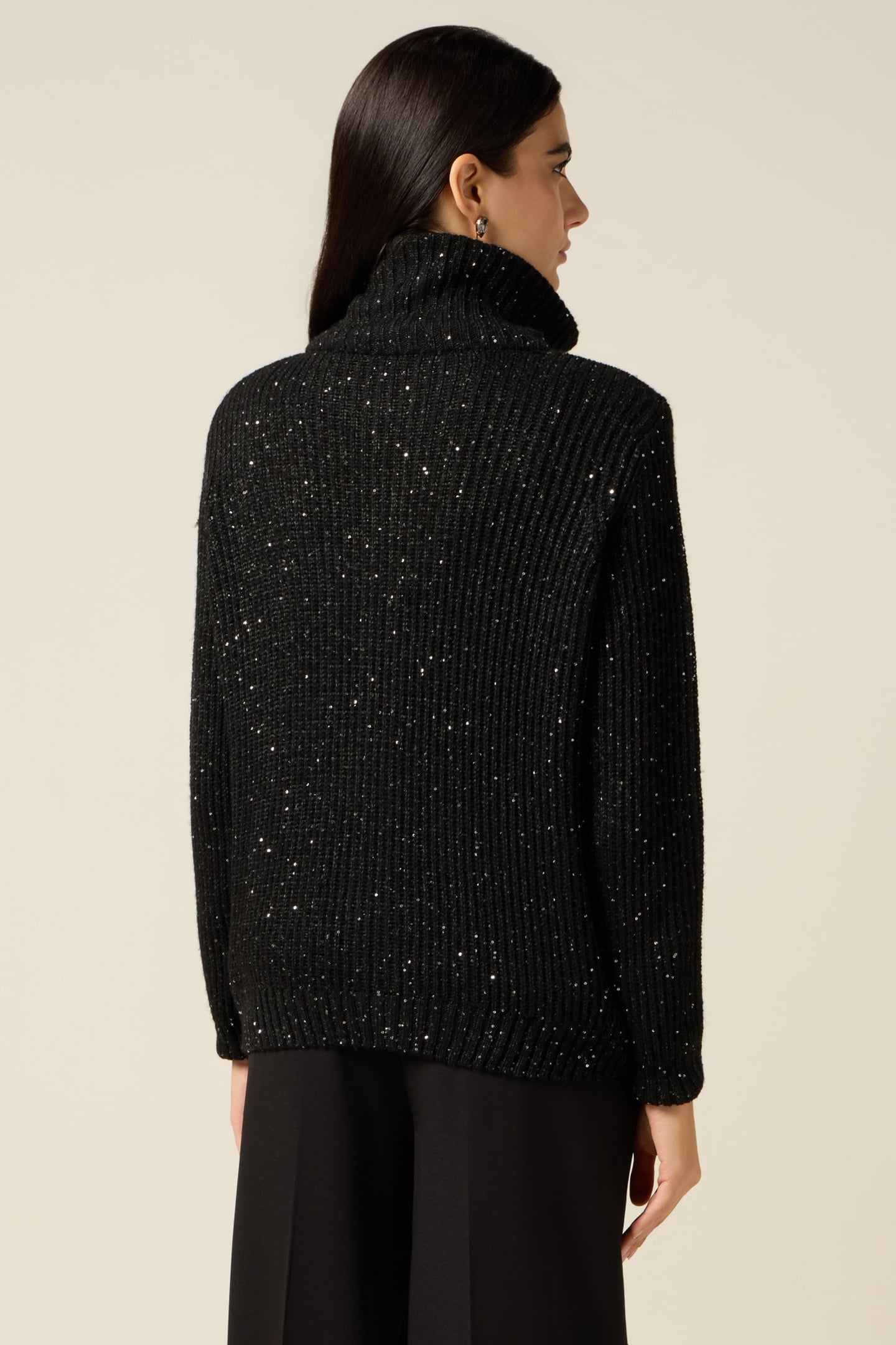 CARDIGAN WITH ZIP AND MICRO SEQUINS BLACK 2