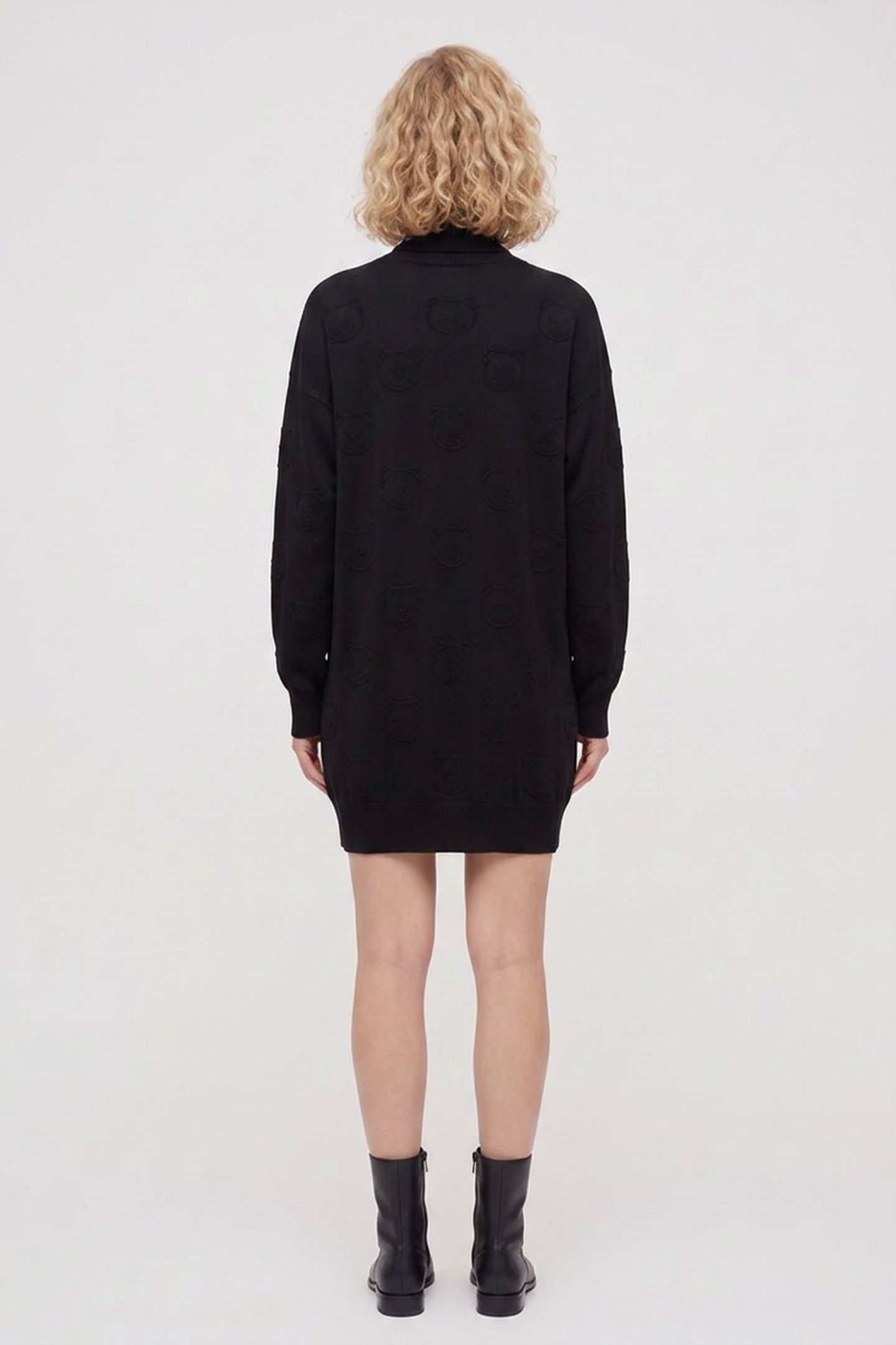 ALLOVER TEDDY BEAR WOOL DRESS BLACK 2
