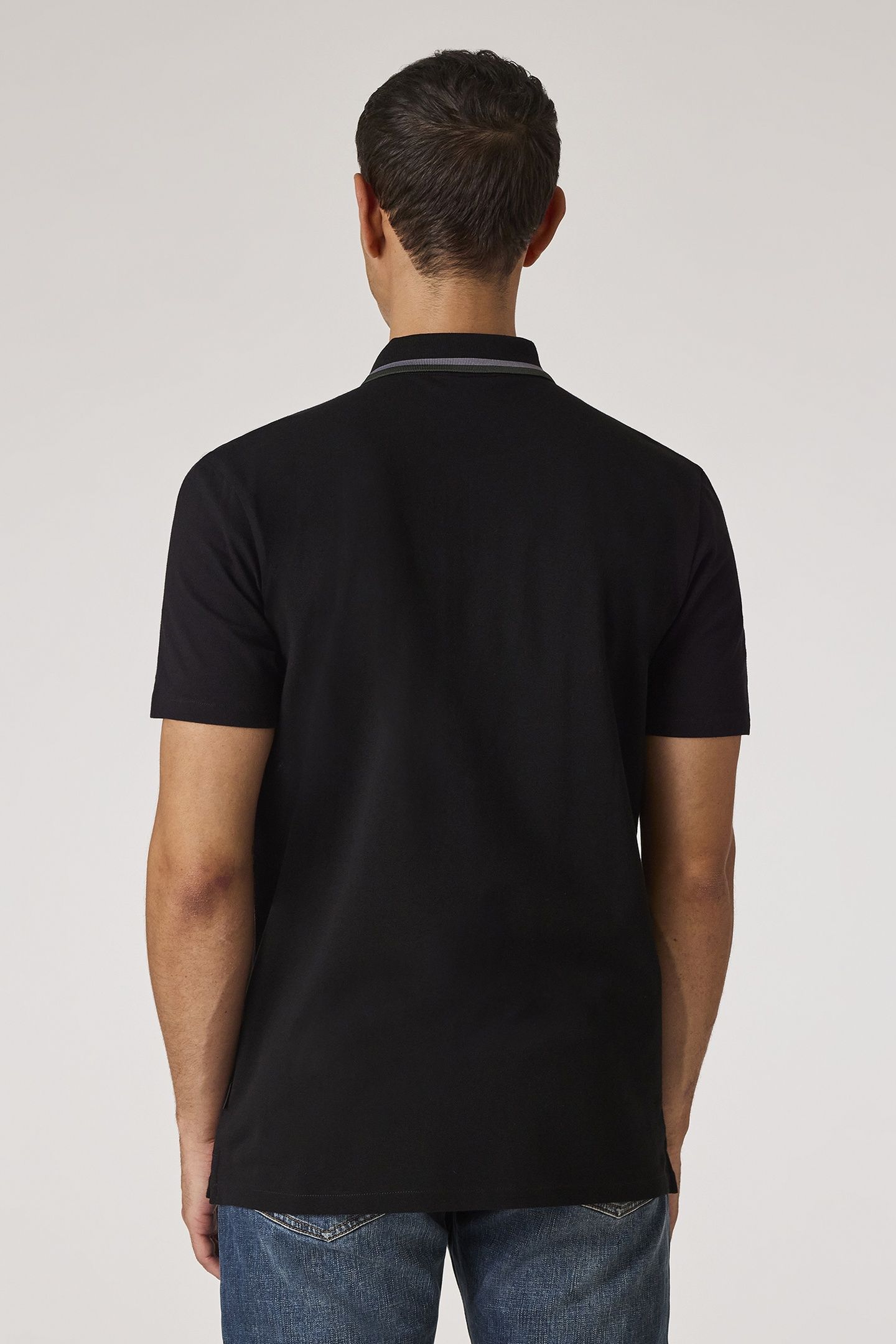MENS REG FIT HALF ZIP POLO BLACK 3