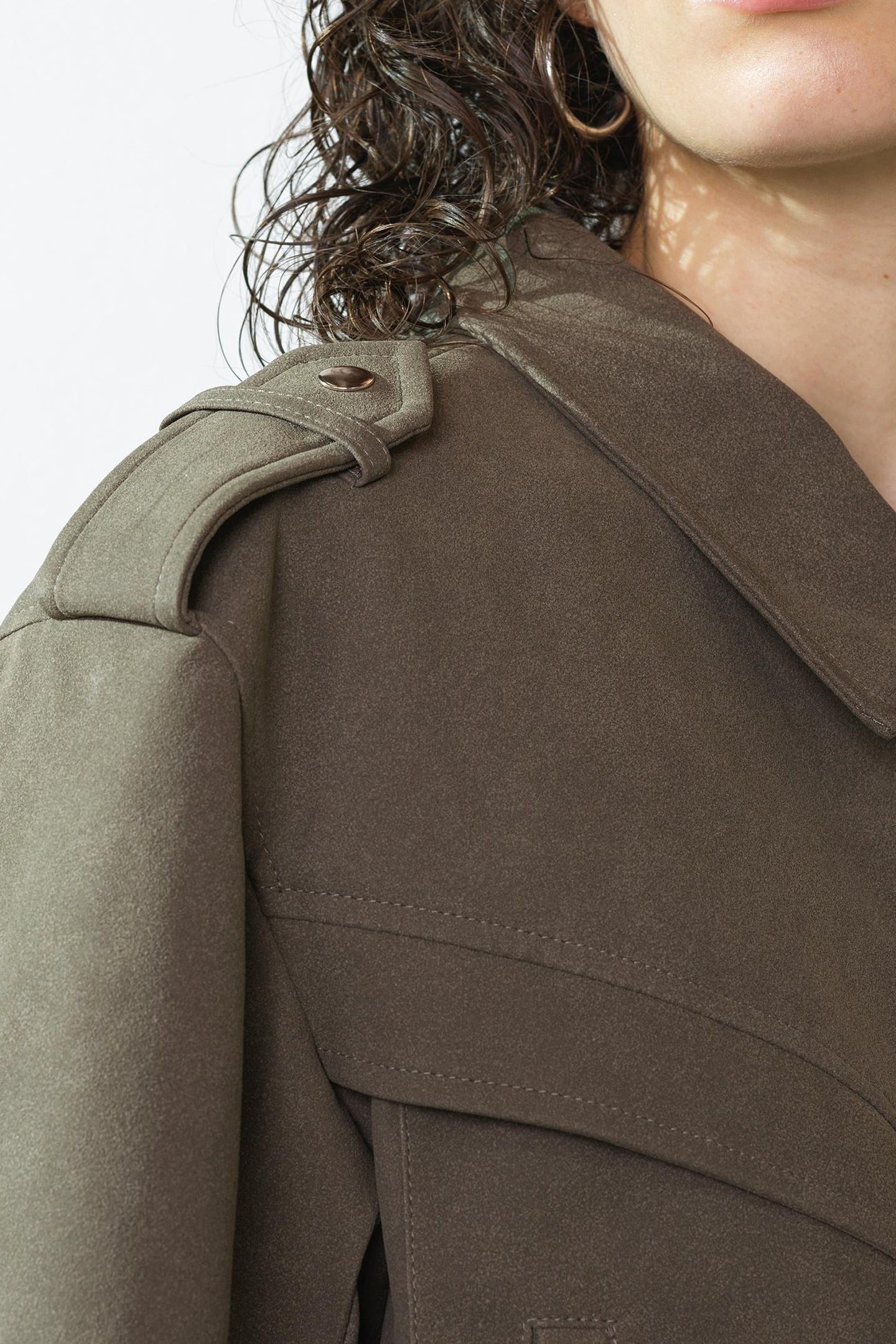 LARISSA FAUX SUEDE BOMBER VINTAGE KHAKI 3