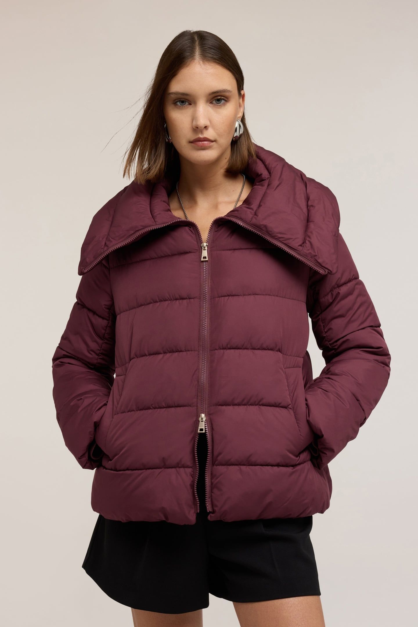 HEAVY DOWN JACKET WITH HIGH COLLAR BURGUNDY 2
