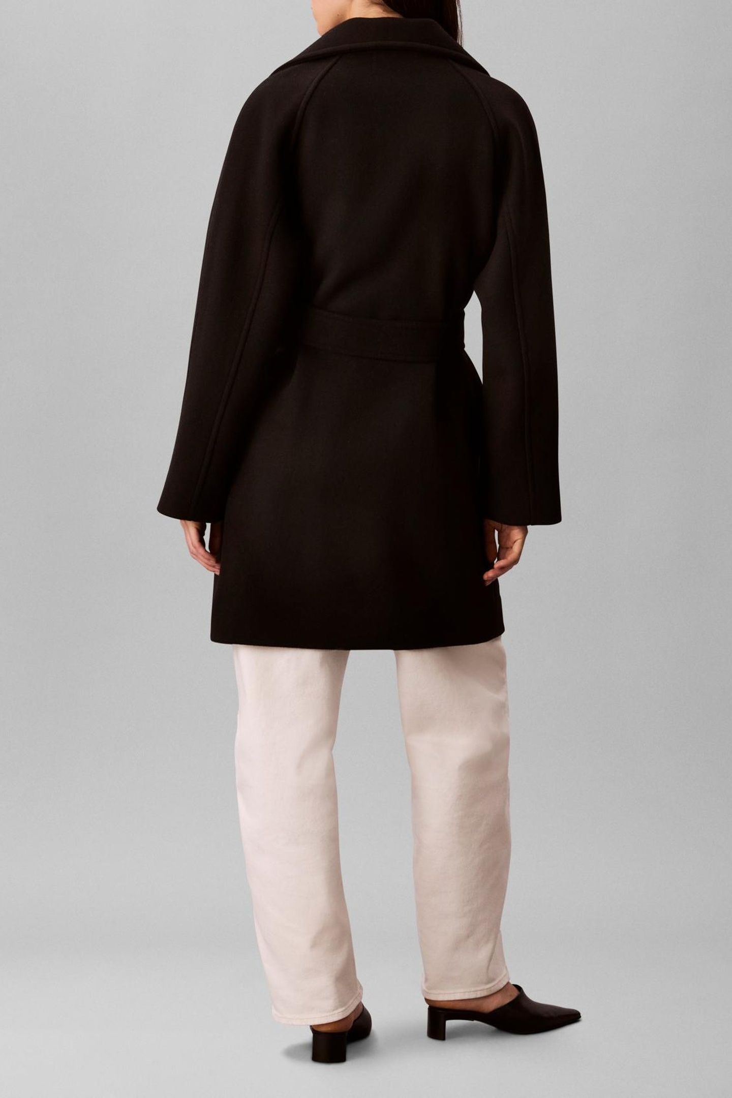 FUNNEL NECK KNEE LENGTH COAT BLACK 2