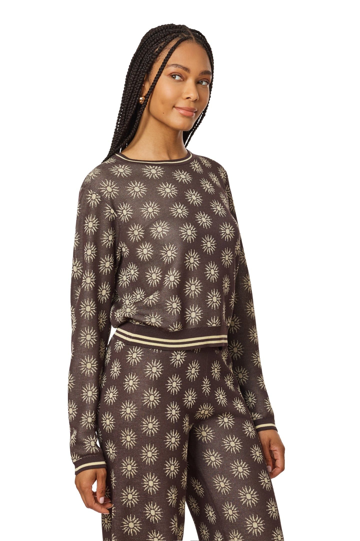 JACQUARD PULLOVER SEAL BROWN/ REED YELLOW 7