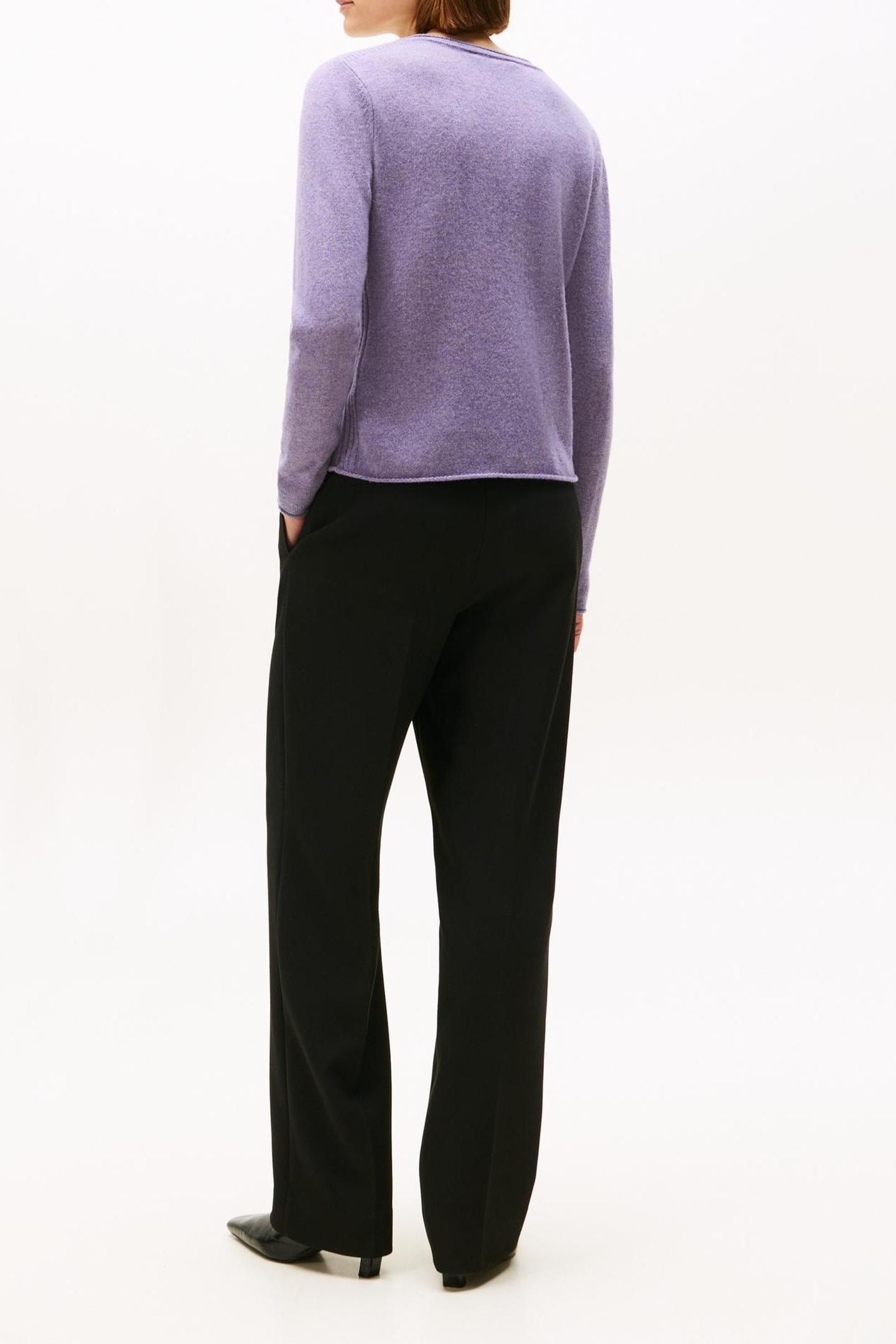 SOFT WOOL V-NECK LOOSE SWEATER LILAC HEATHER 3