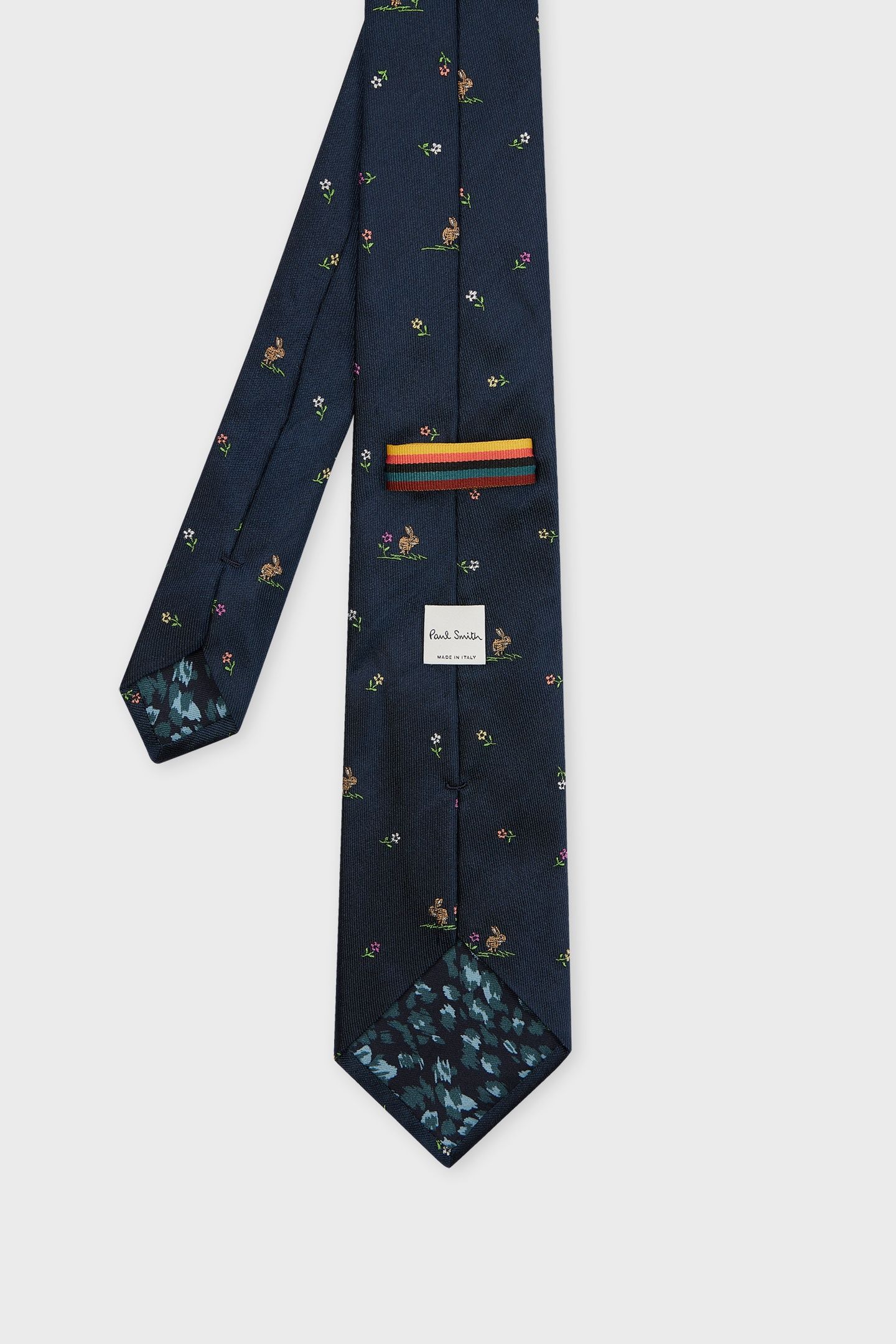 MEN TIE SMALL RABBIT FLRL NAVY 4
