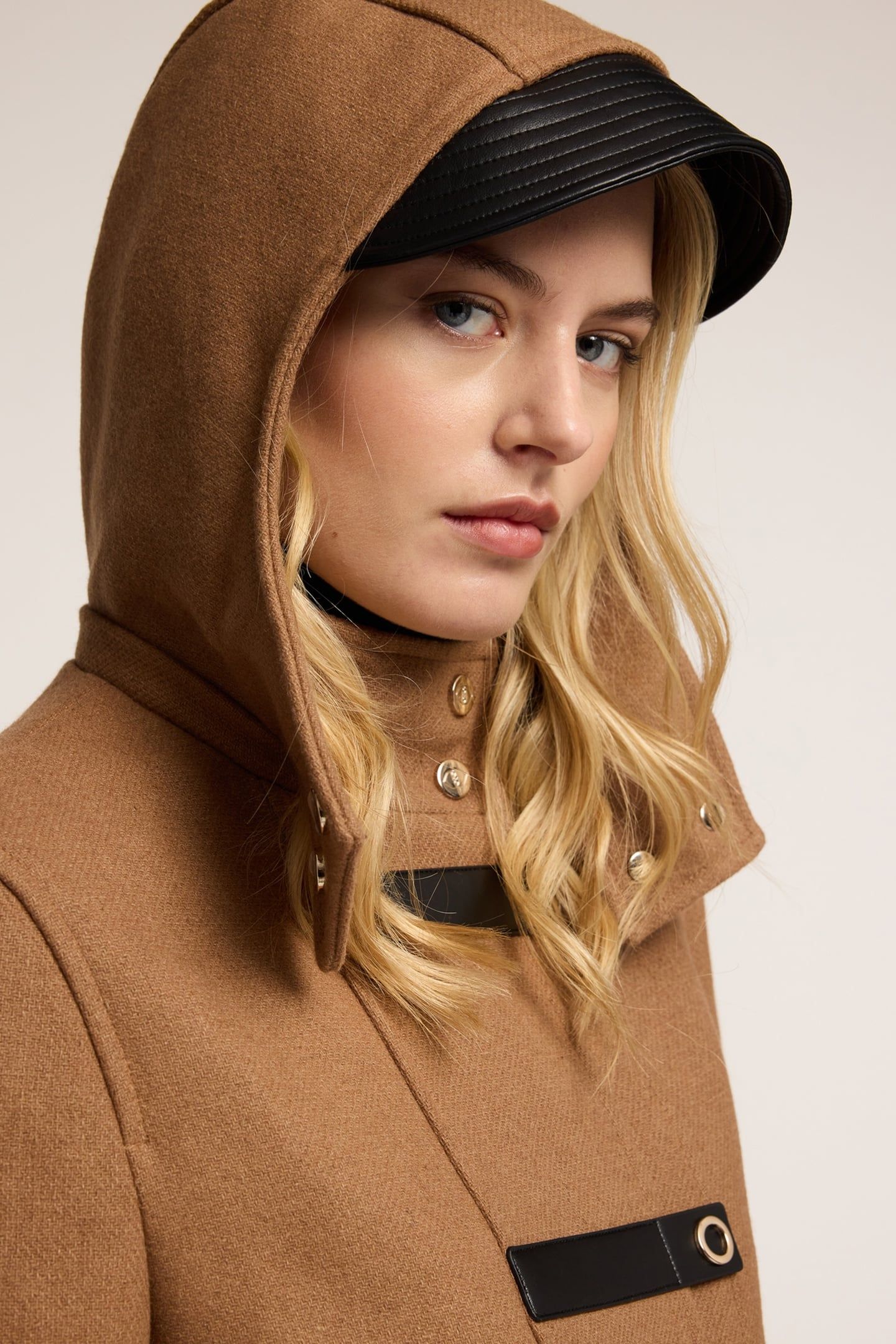 MIXED WOOL CLOTH COAT WITH INSERTS BROWN 5