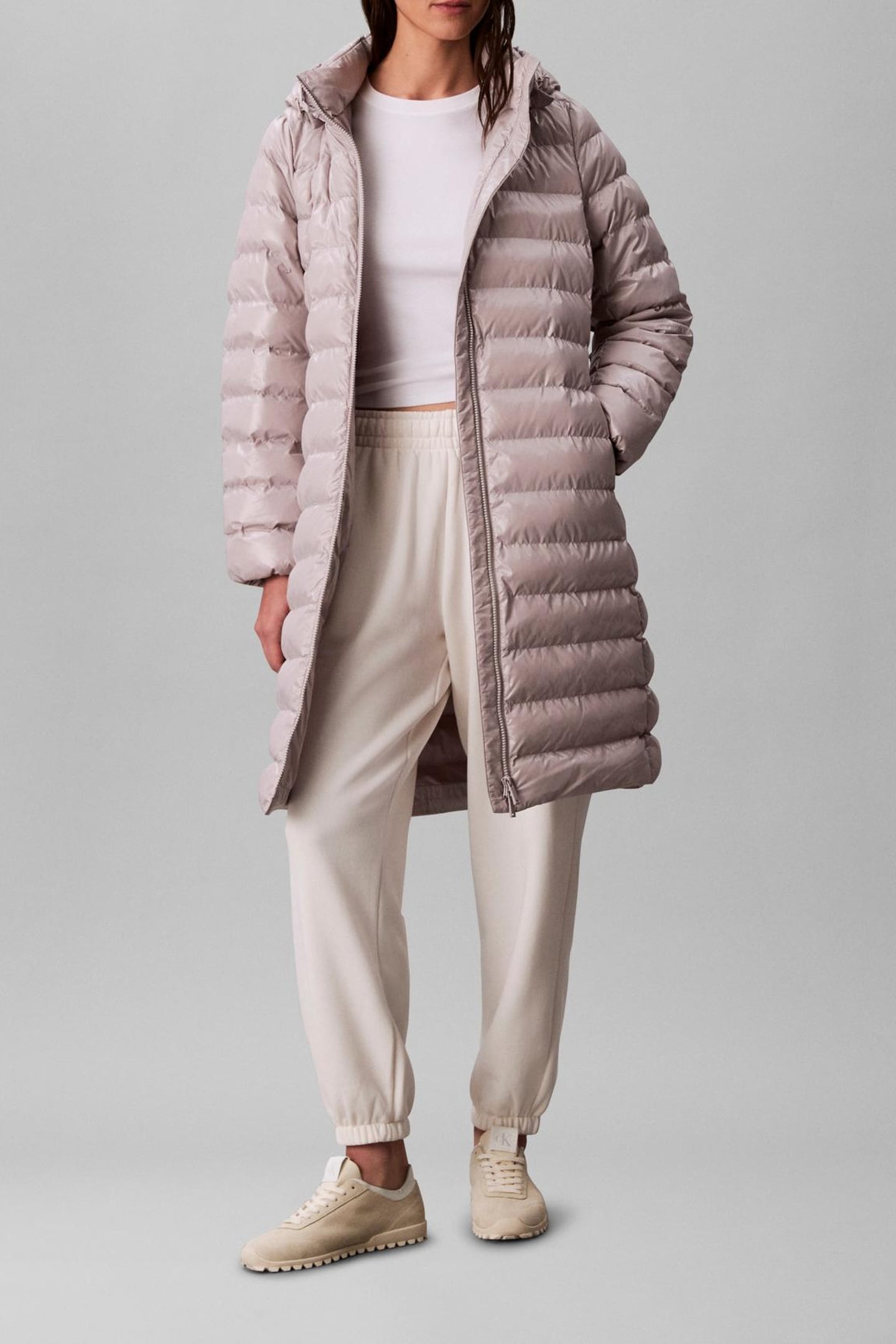 BELTED LIGHTWEIGHT COAT GULL GRAY 1