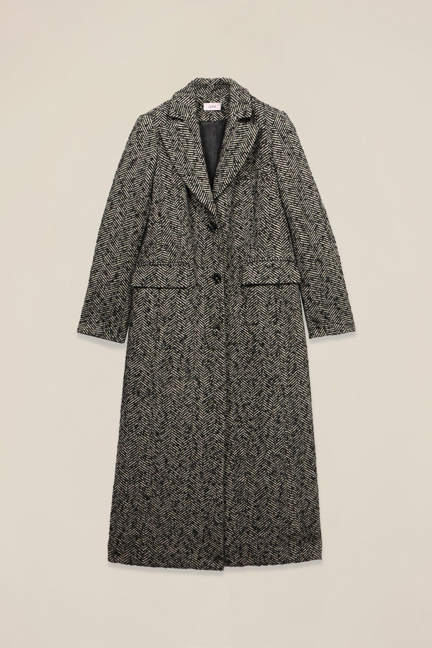 LONG HERRINGBONE COAT GREY 4