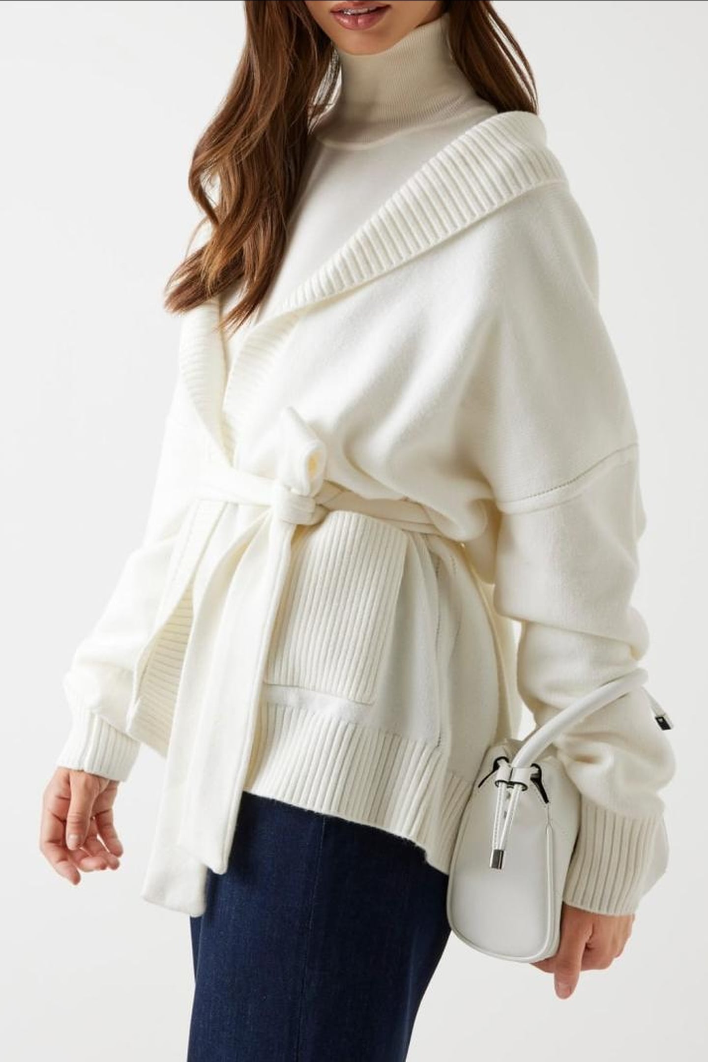 LS BELTED CARDI SWTR CREAM WHITE 4