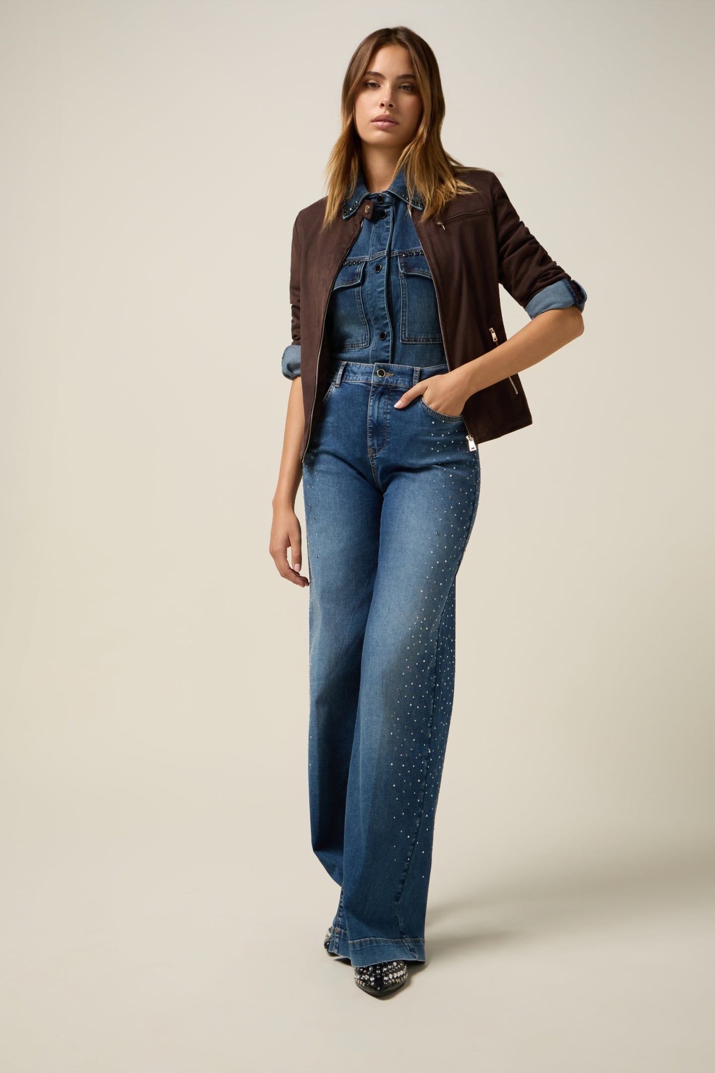 SHORT SUEDE-EFFECT JACKET BROWN 2