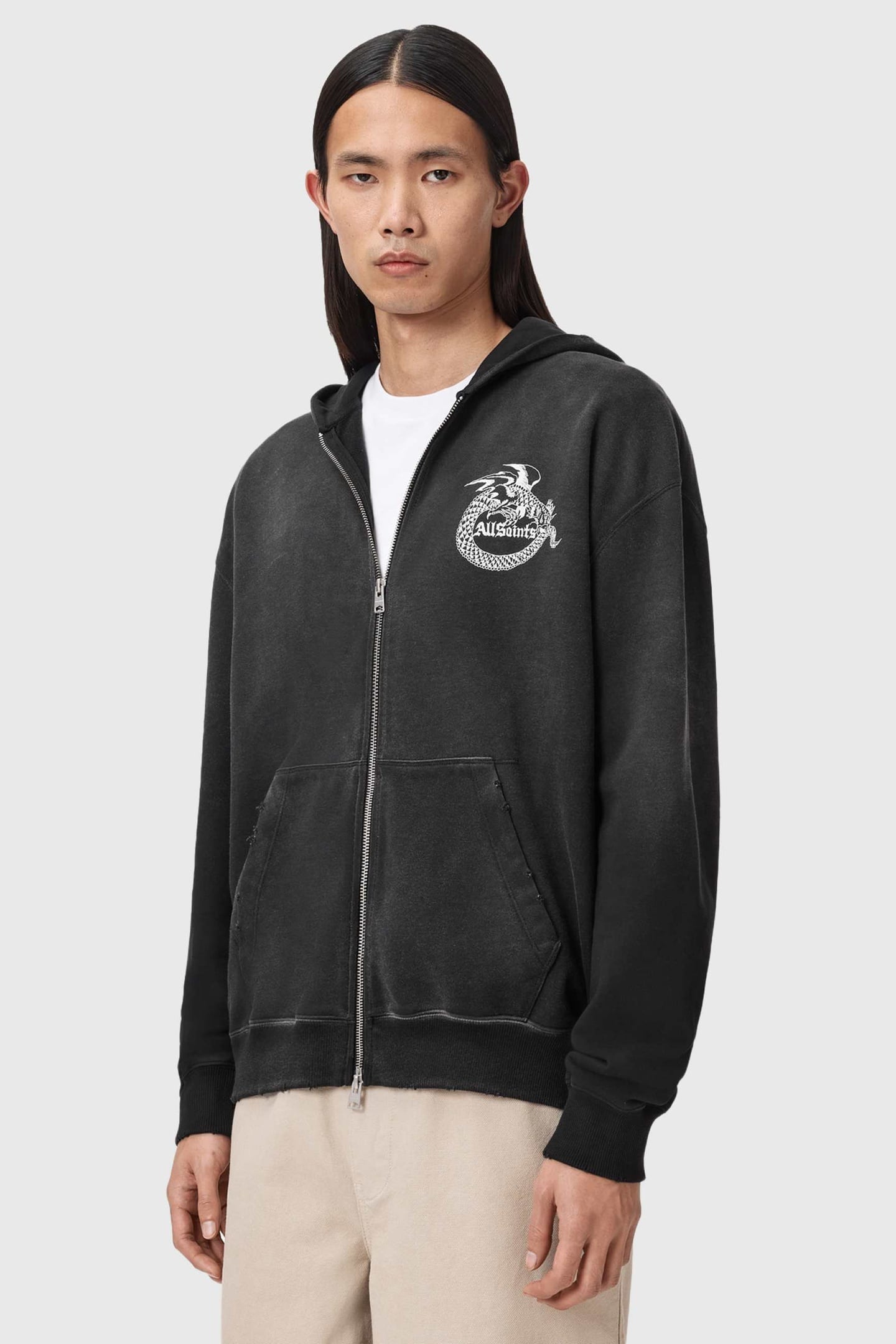 TERRA ZIP THROUGH WASHED BLACK 1