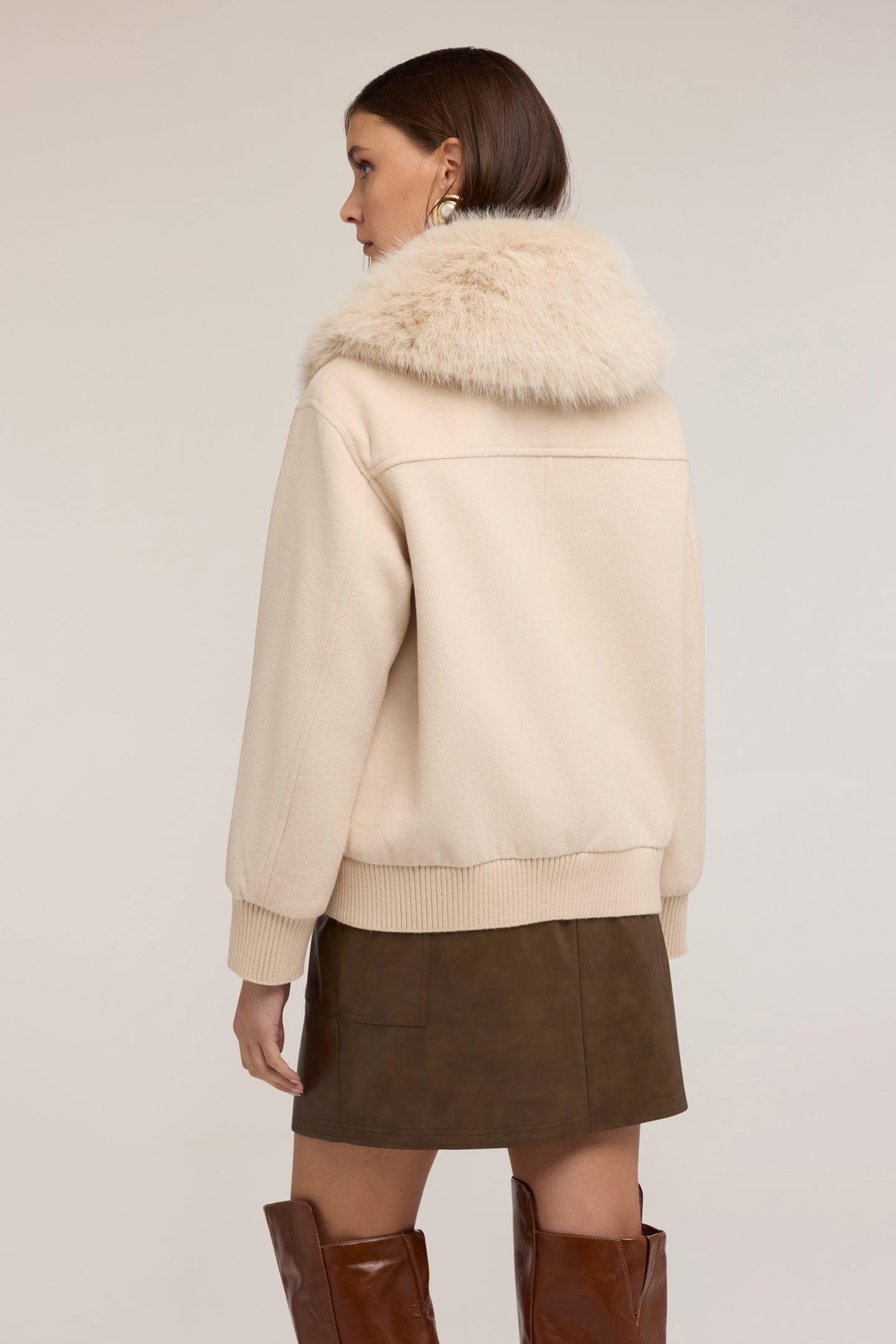 MIXED WOOL CLOTH COAT WITH HIGH COLLAR WHITE 3