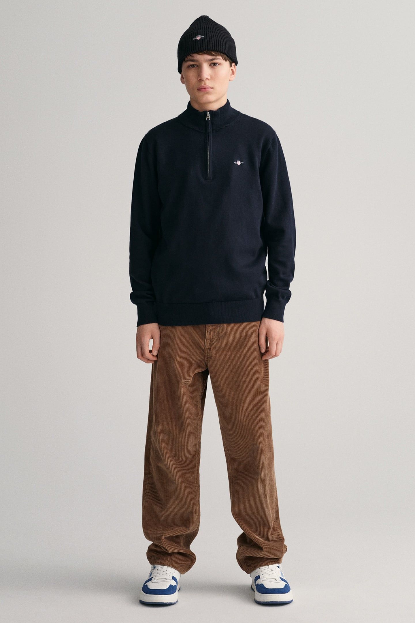 TEEN UNISEX SHIELD COTTON HALF ZIP EVENING BLUE 2