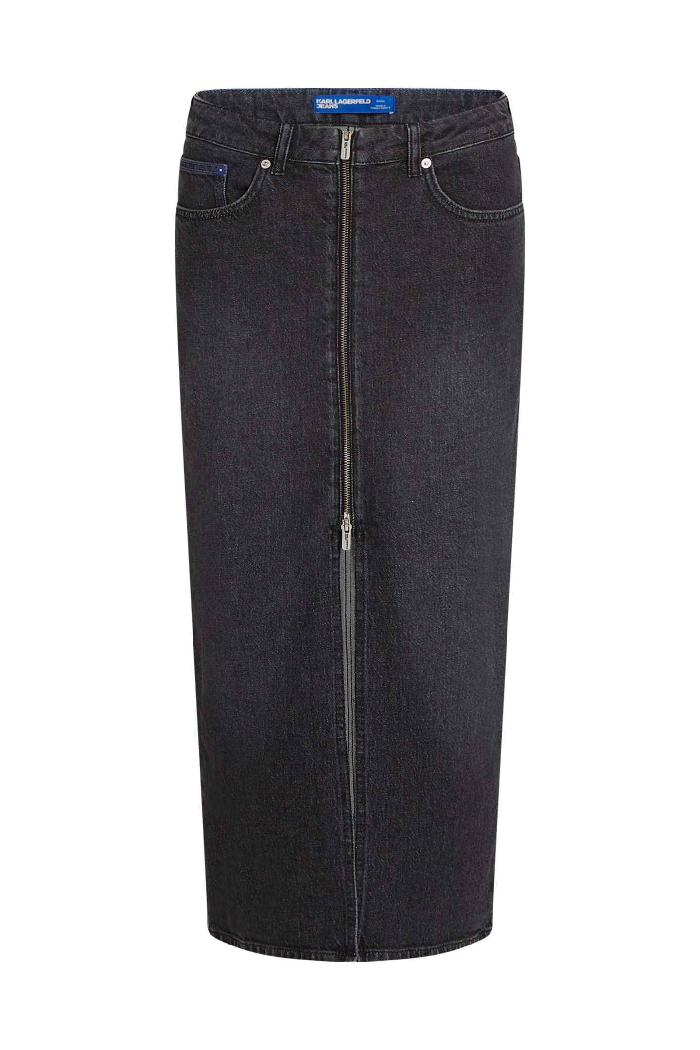 KLJ ZIP DENIM MIDI SKIRT WASHED DARK GREY 4