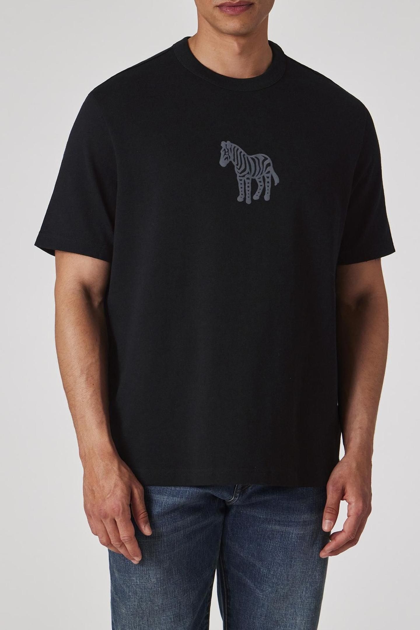 MENS REG FIT SS T SHIRT ZEBRA PUFF BLACK 1