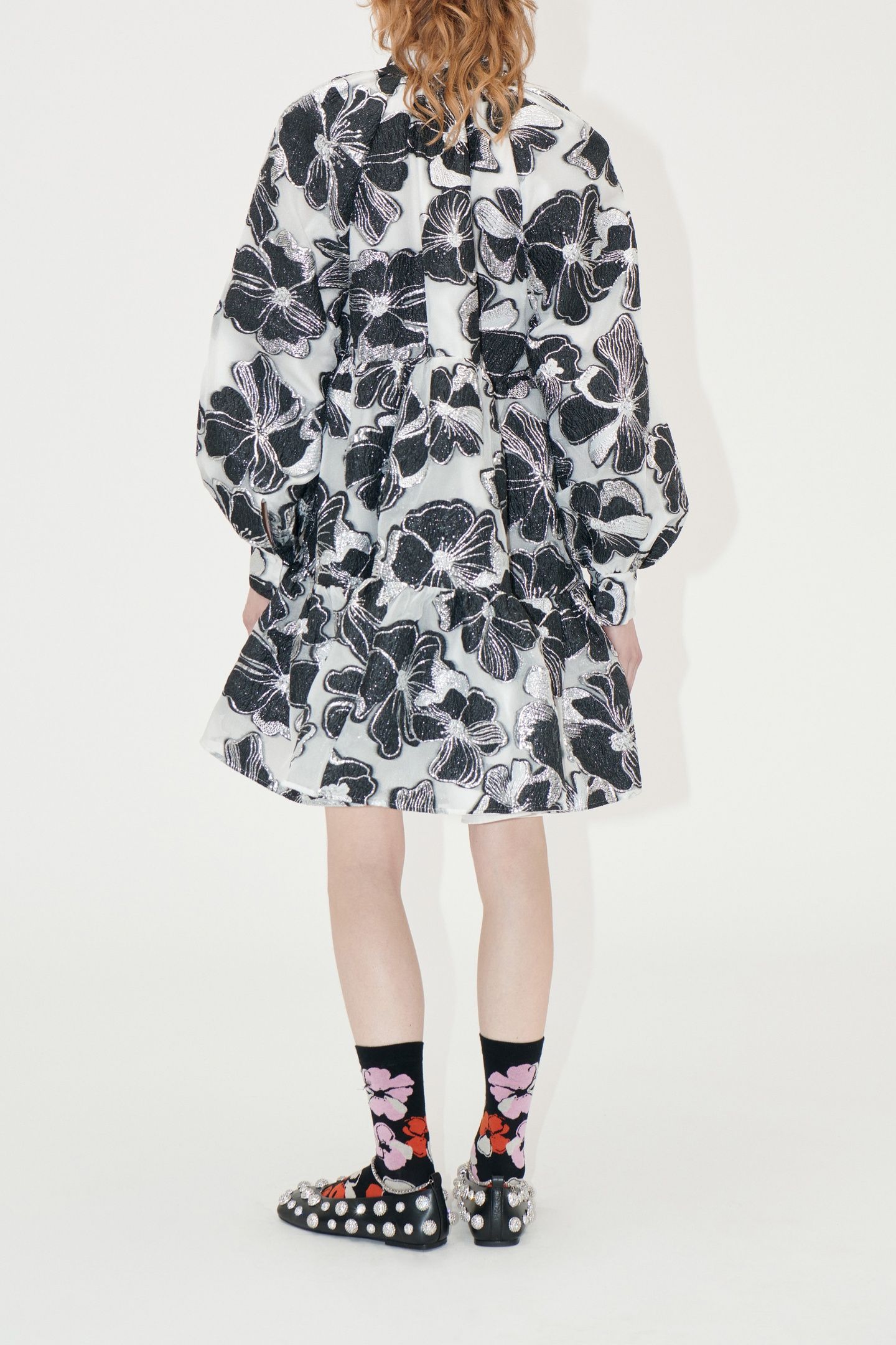 TIER VOLUMINOUS RUFFLE MINI DRESS ANEMONE JACQUARD 2