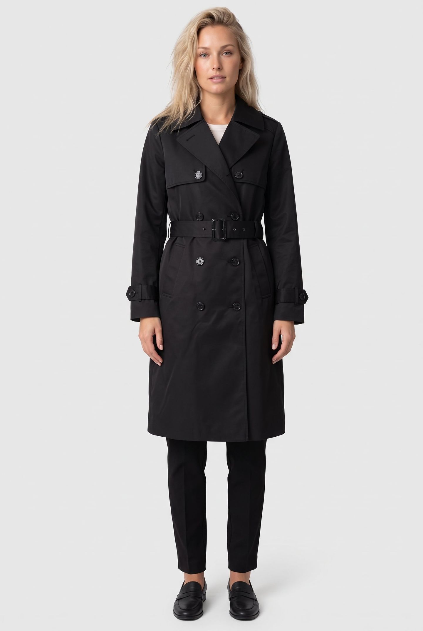 TRENCH WITH SELF BELT BLACK 1
