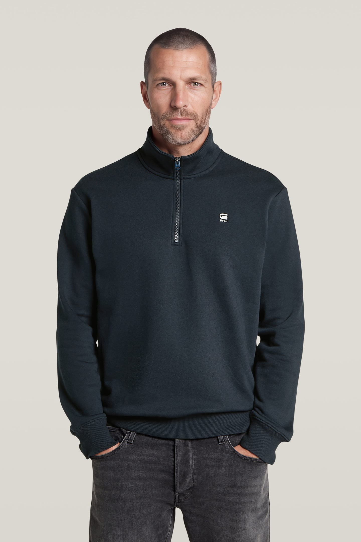 CORE HALF ZIP STAND UP COLLAR SWEAT L/S BLUE 1