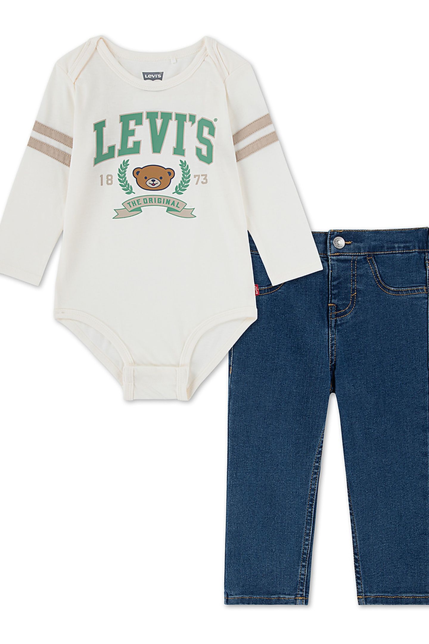 BOYS FOOTBALL TEE W/ STRAIGHT JEANS EGRET 1