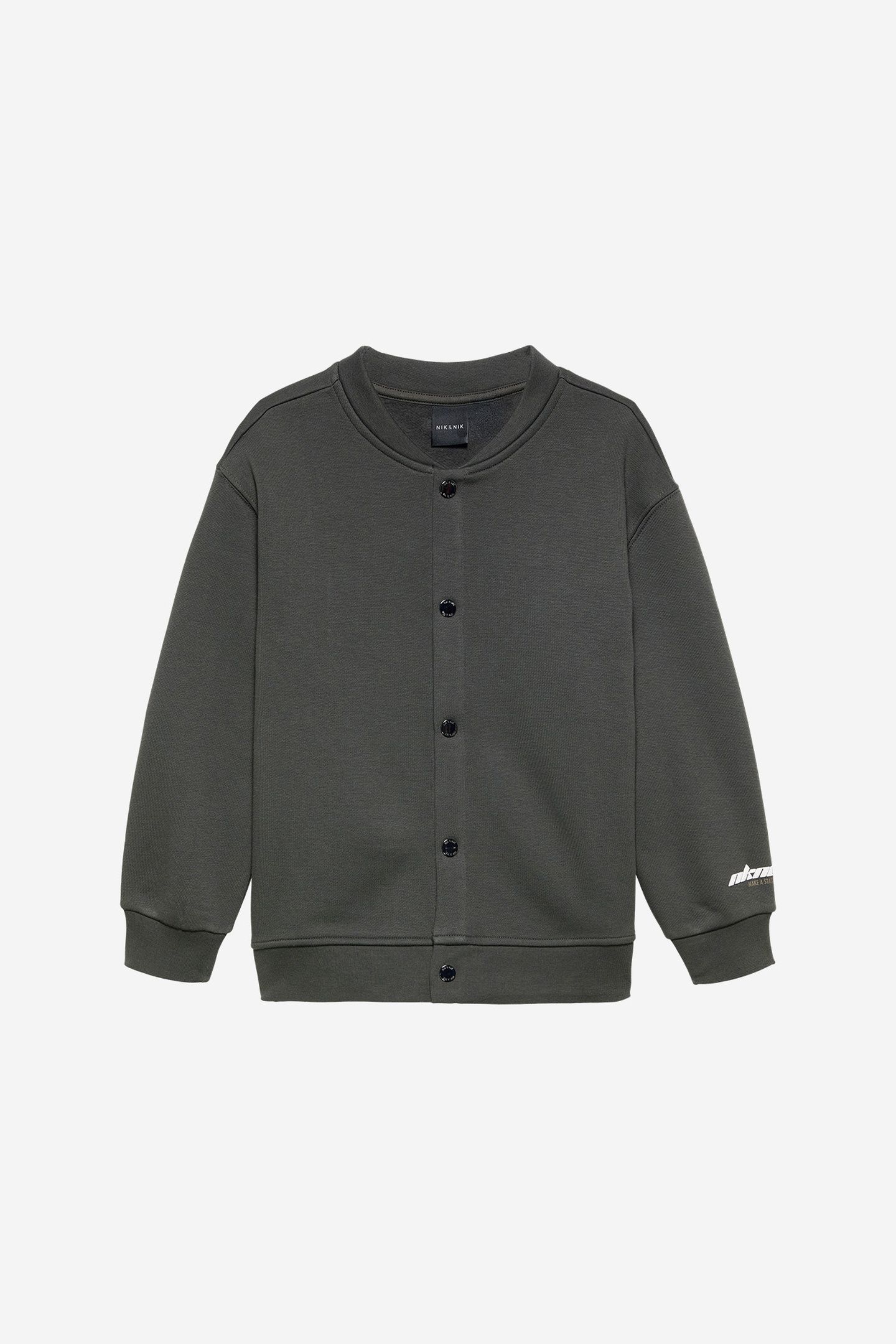 STATEMENT SWEAT CARDIGAN CHARCOAL 1