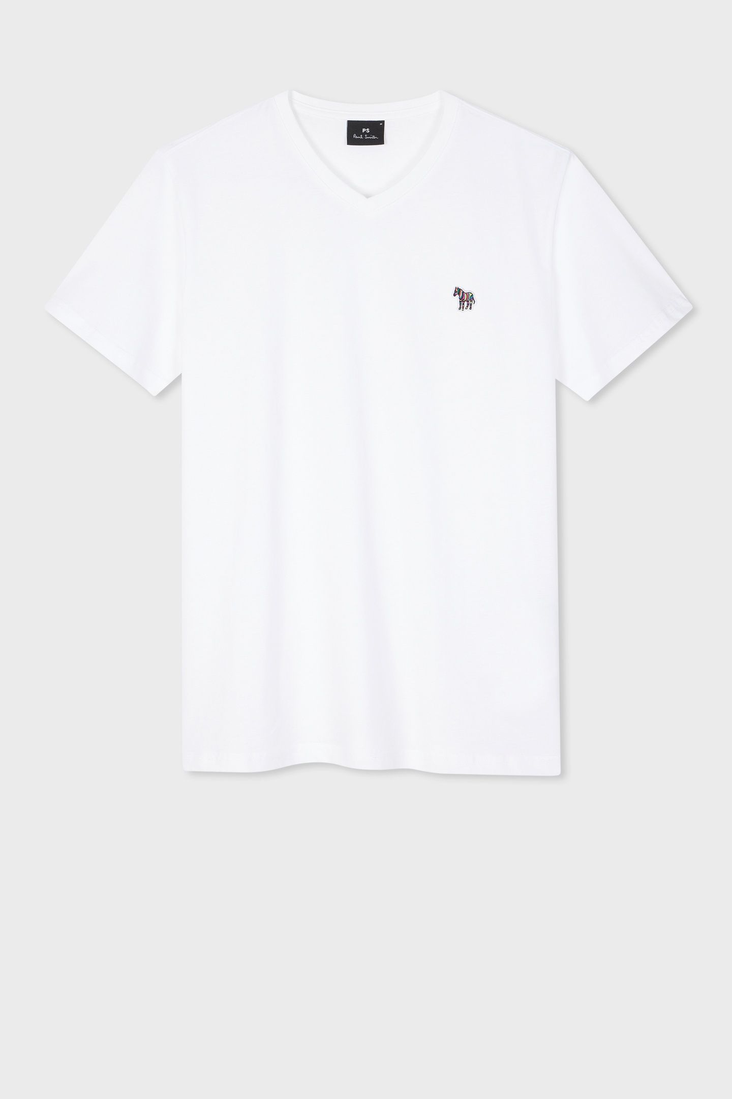 MENS REG FIT SS V NECK TSHIRT ZEBRA WHITE 1
