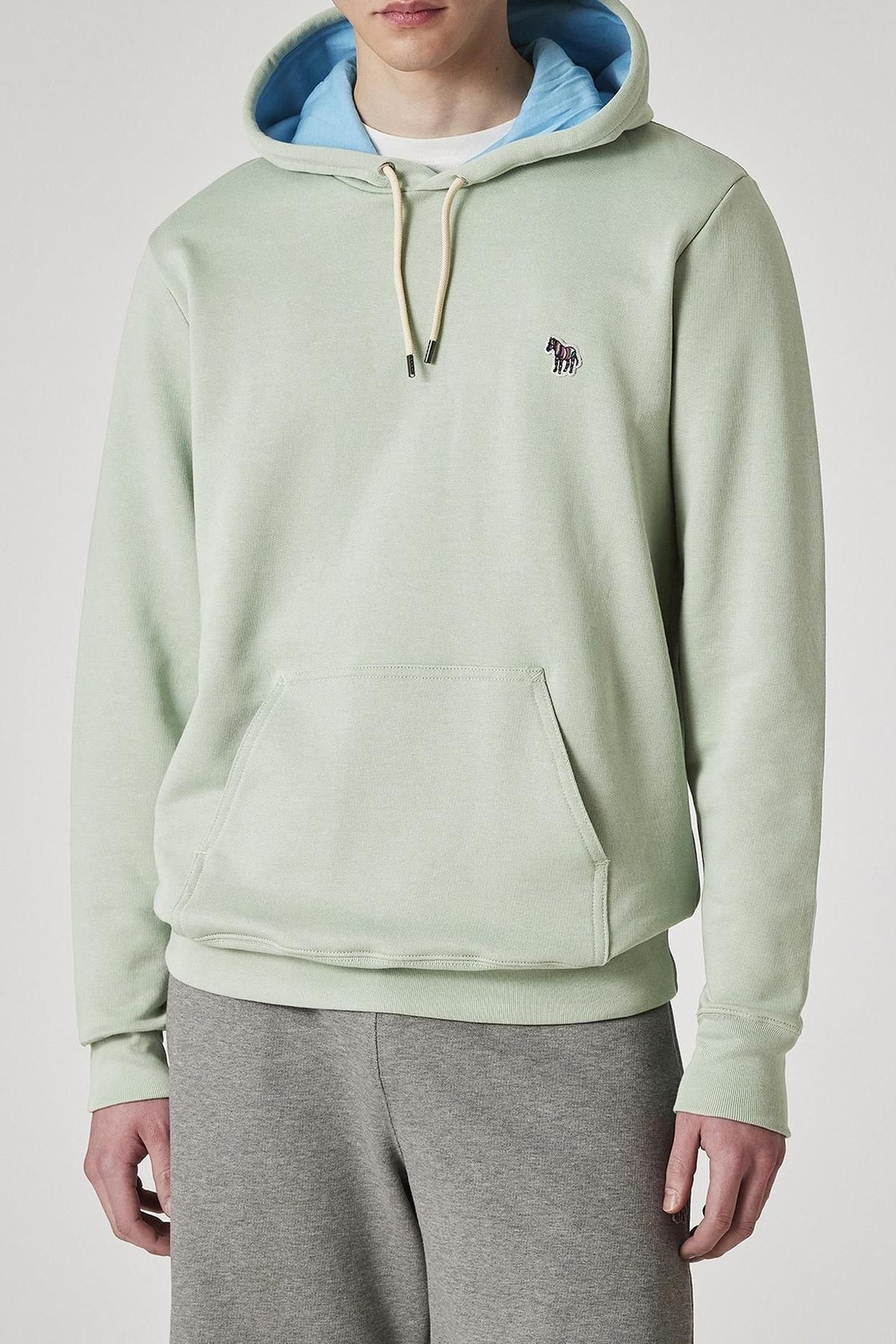 MENS REG FIT HOODY ZEBRA PASTEL GREEN 1