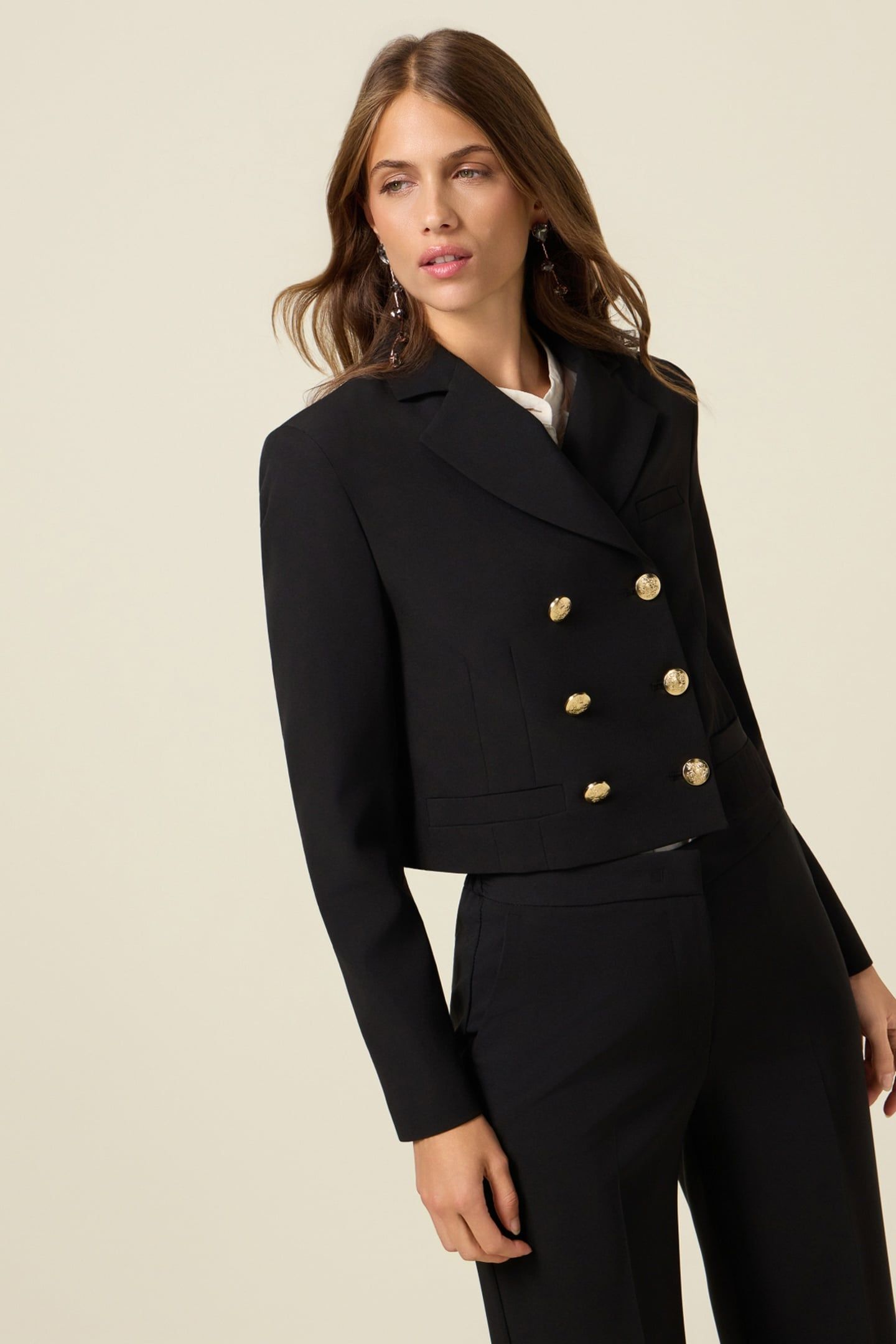 DOUBLE-BREASTED CROPPED BLAZER BLACK 1