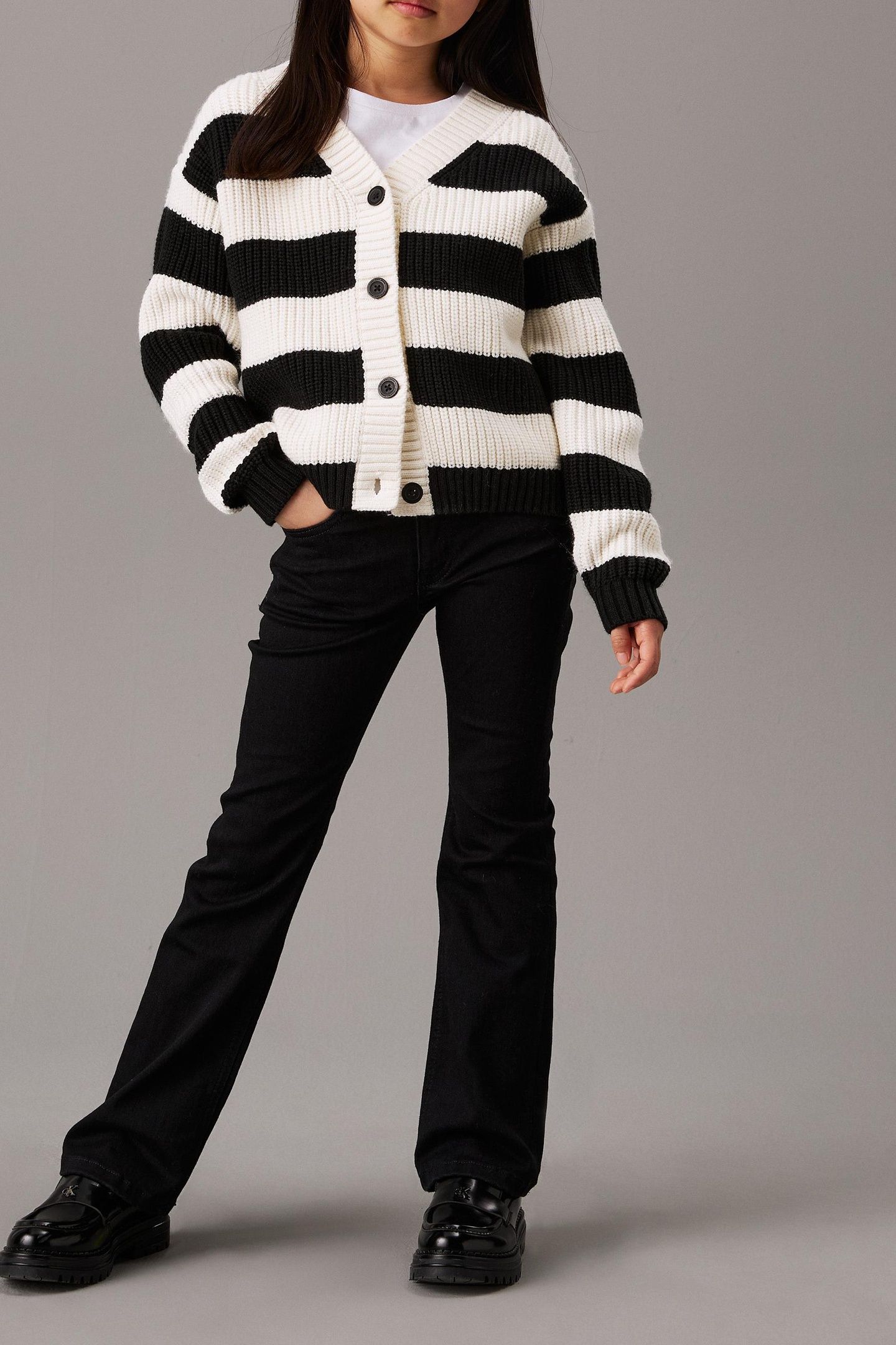 GIRLS MID RISE FLARE ESSENTIAL BLACK STRETCH 4