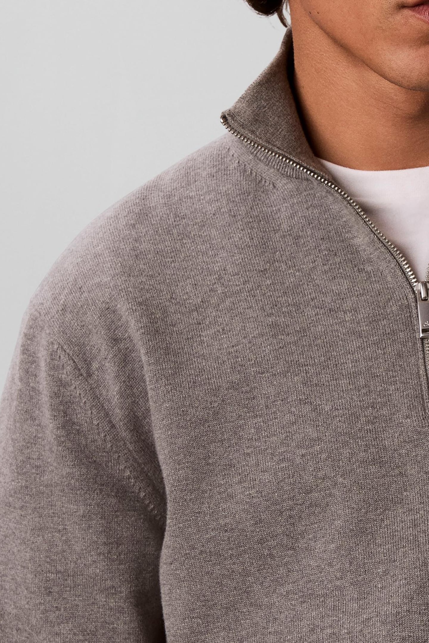 LS SUPIMA QUARTER ZIP SWEATER MEDIUM GREY HEATHER 7