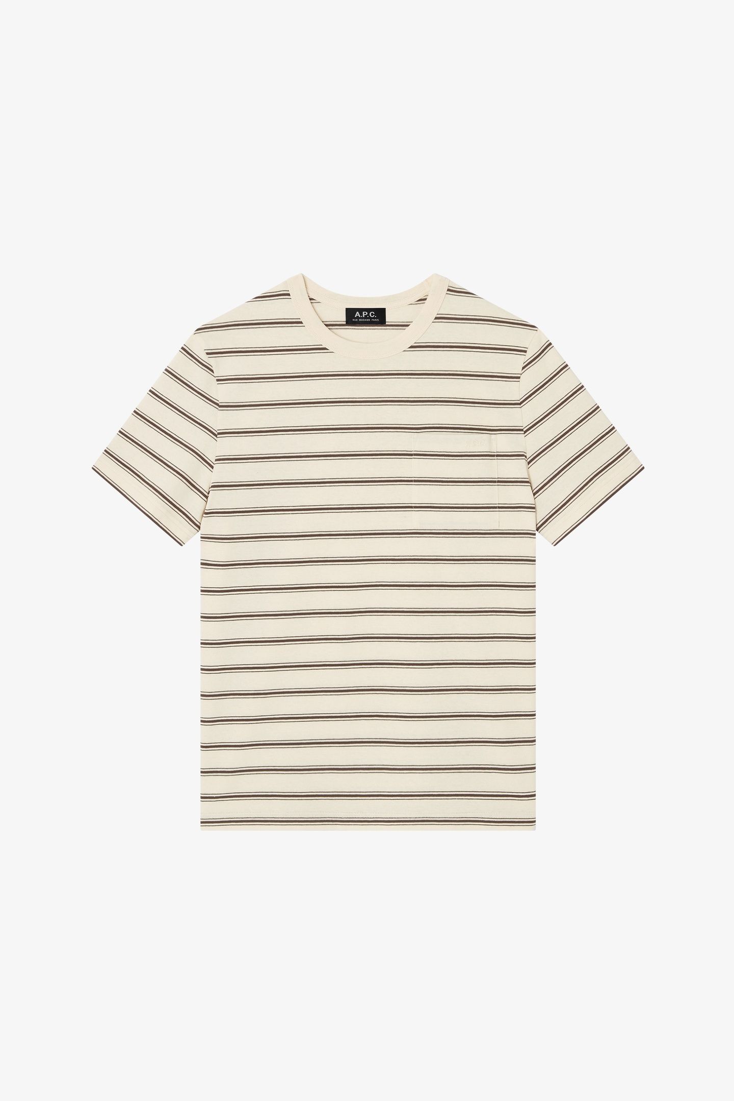 UNISEX T-SHIRT SHORT SLEEVE STRIPED ECRU 2