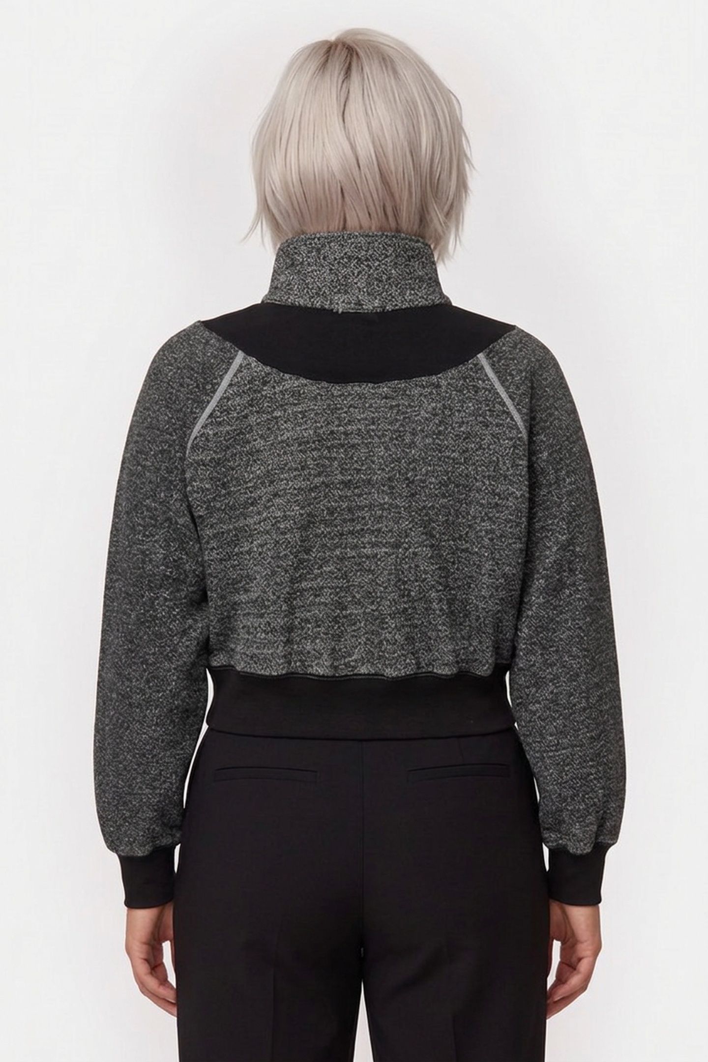 90S UPCYCLED CROP HALF ZIP ASSORTED BLACK 2