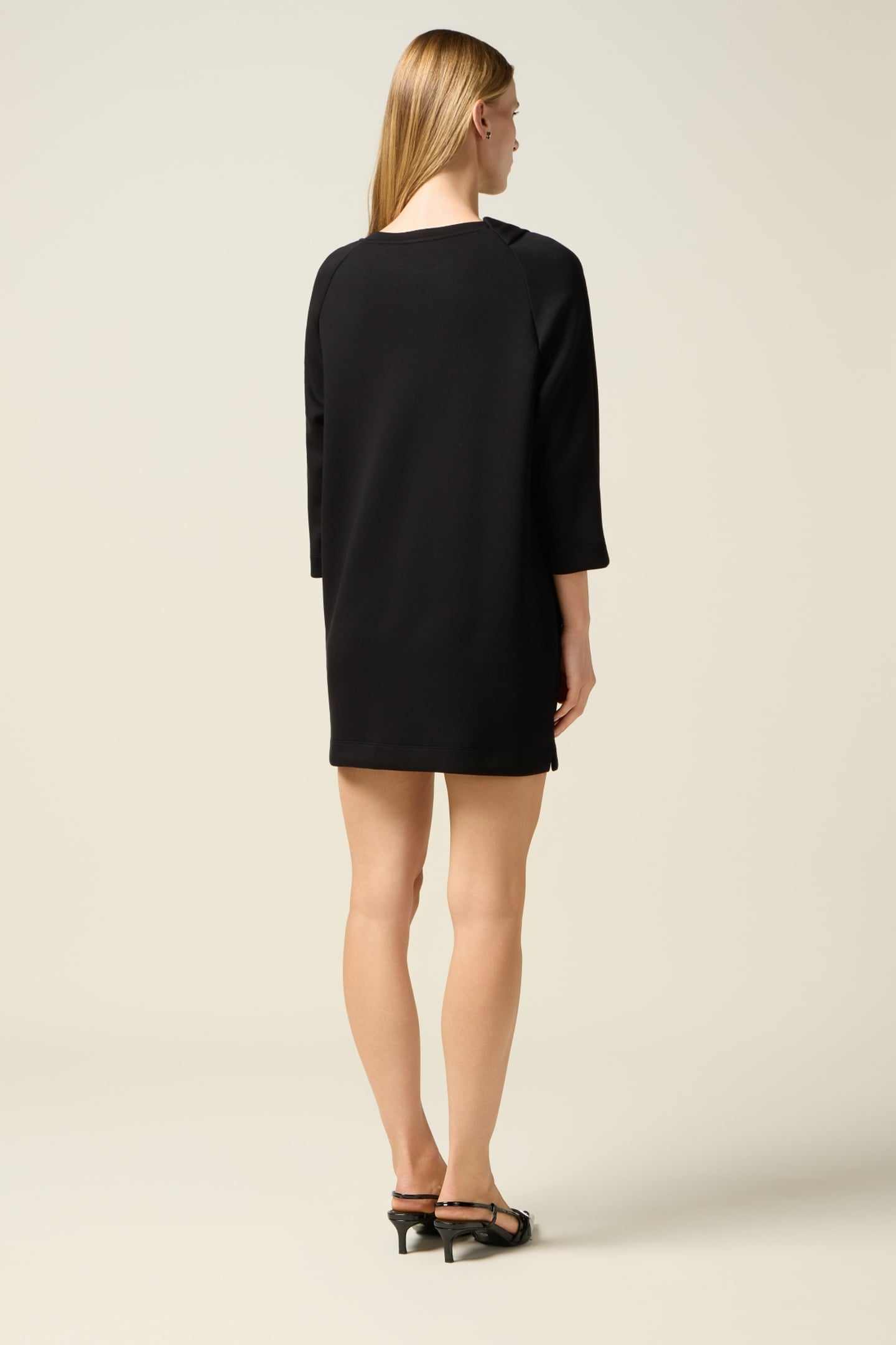 SCUBA DRESS WITH JEWEL BROOCHES BLACK 2