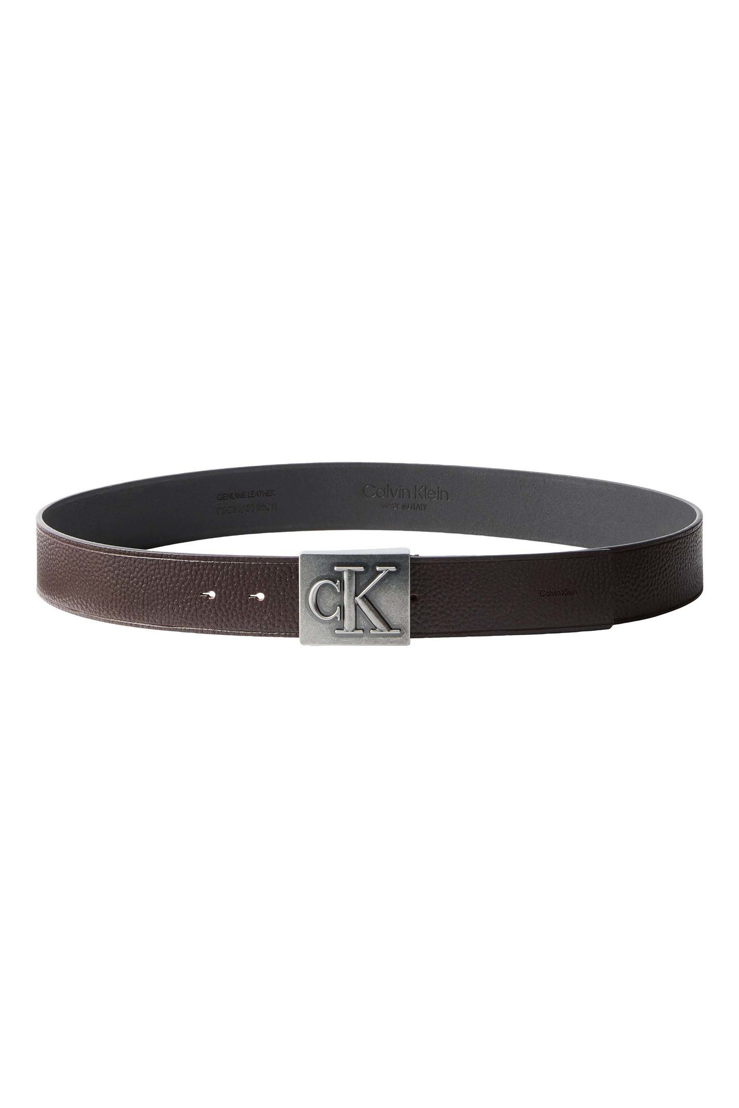 SSNL MONO PLAQUE 40M BELT DARK BROWN/ANTIQUE SILVER 2