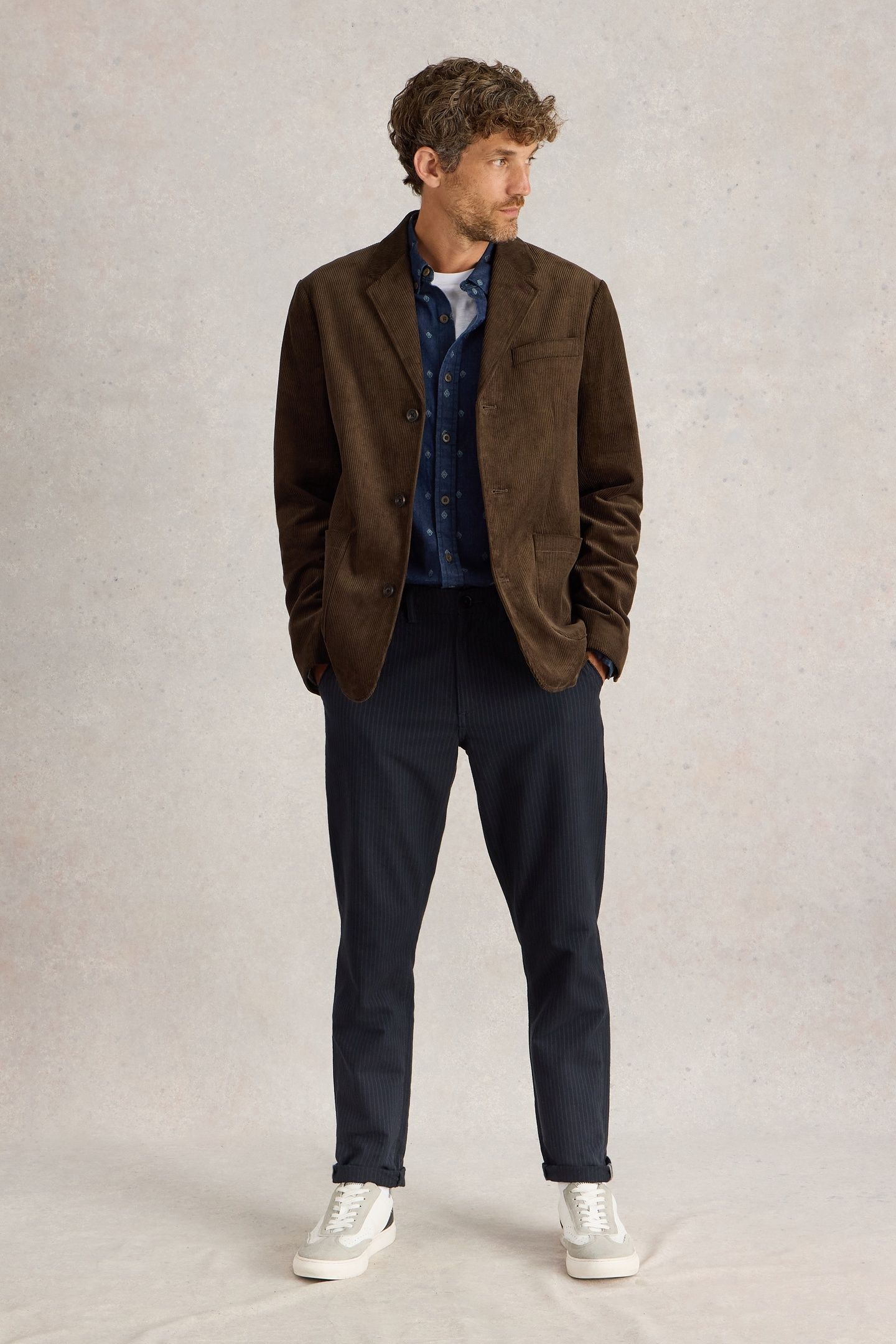 KIRKBY CORD BLAZER DARK BROWN 1