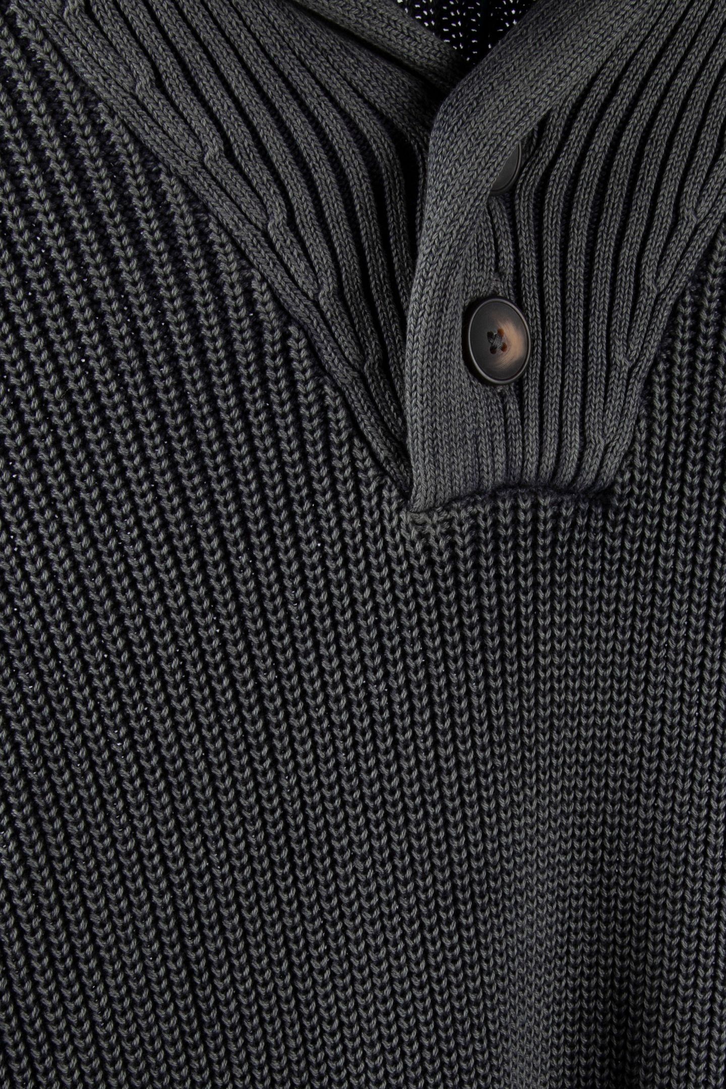 RIBBED SHAWL NECK JUMPER CHARCOAL GREY 4