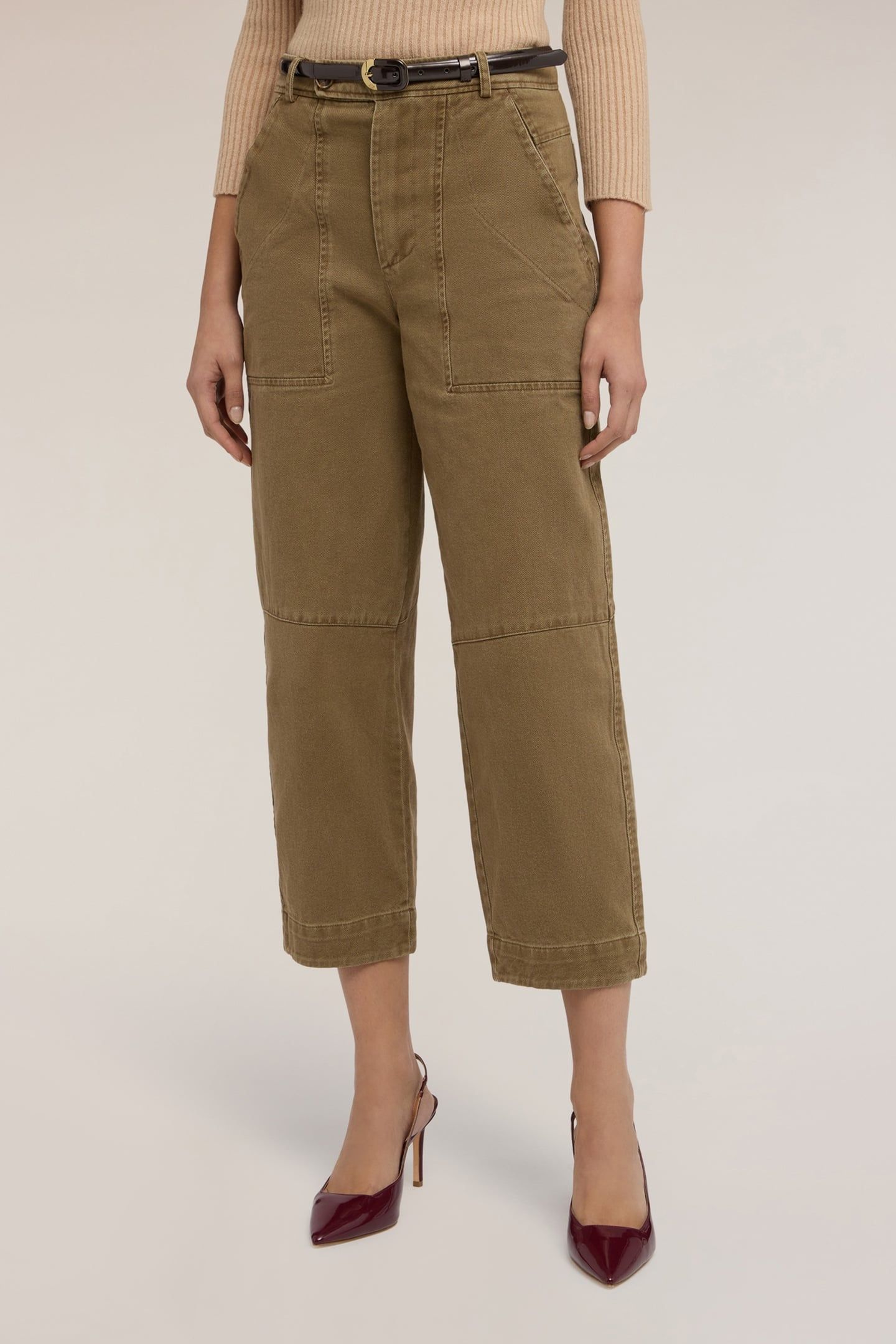 CARGO JEANS IN TWILL COTTON BEIGE 2