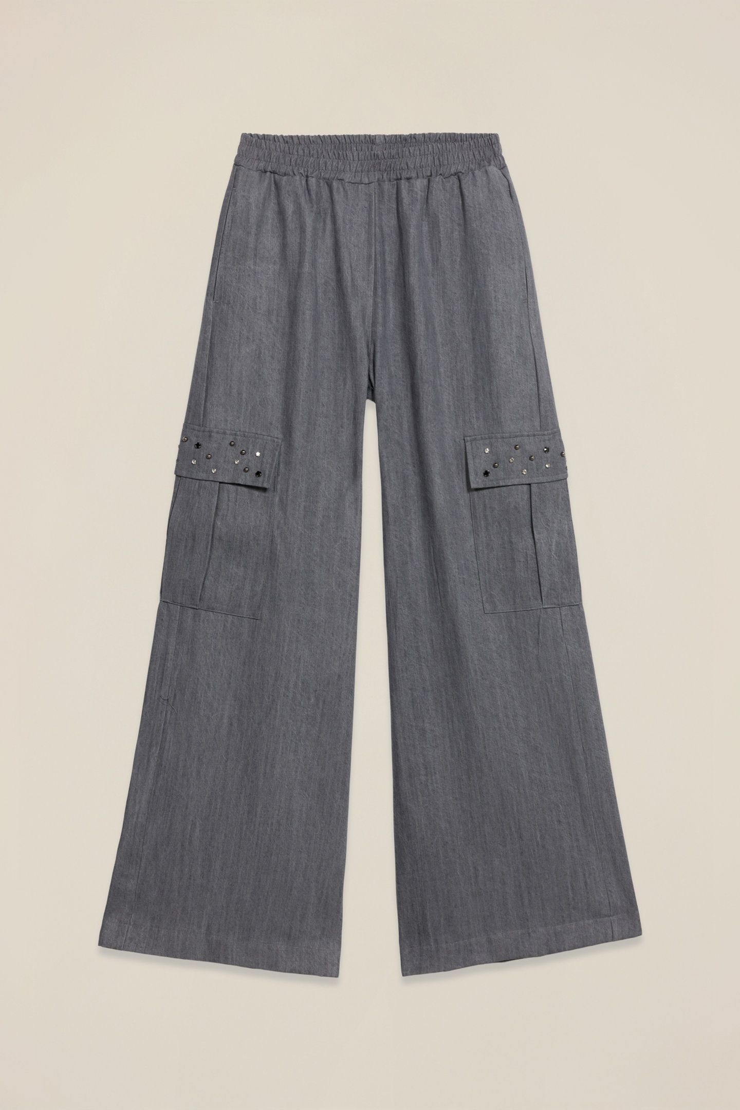 TENCEL CARGO PANTS WITH STONES GREY 4