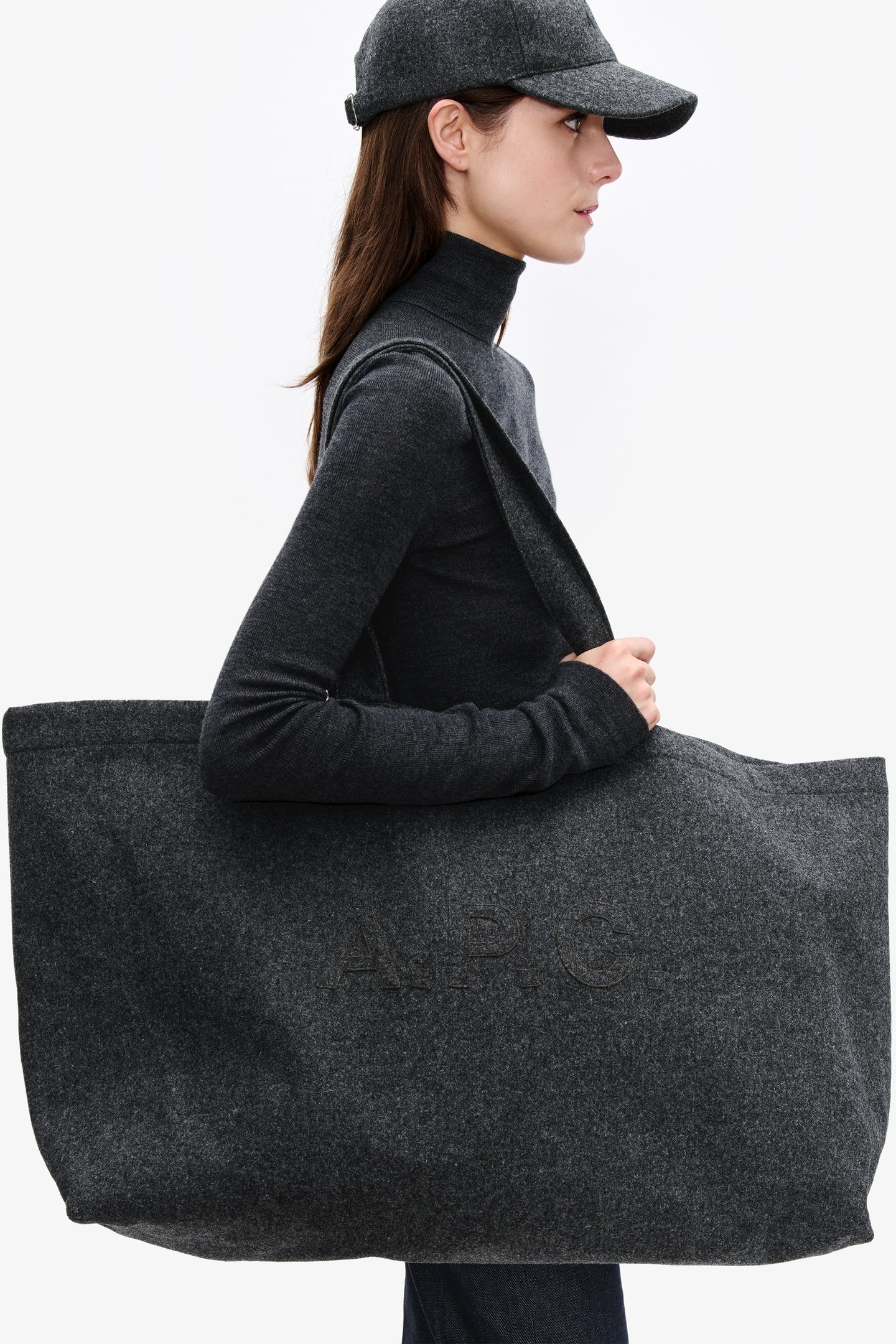 UNISEX SHOPPING BAG TRAPEZE HEATHERED CHARCOAL 1