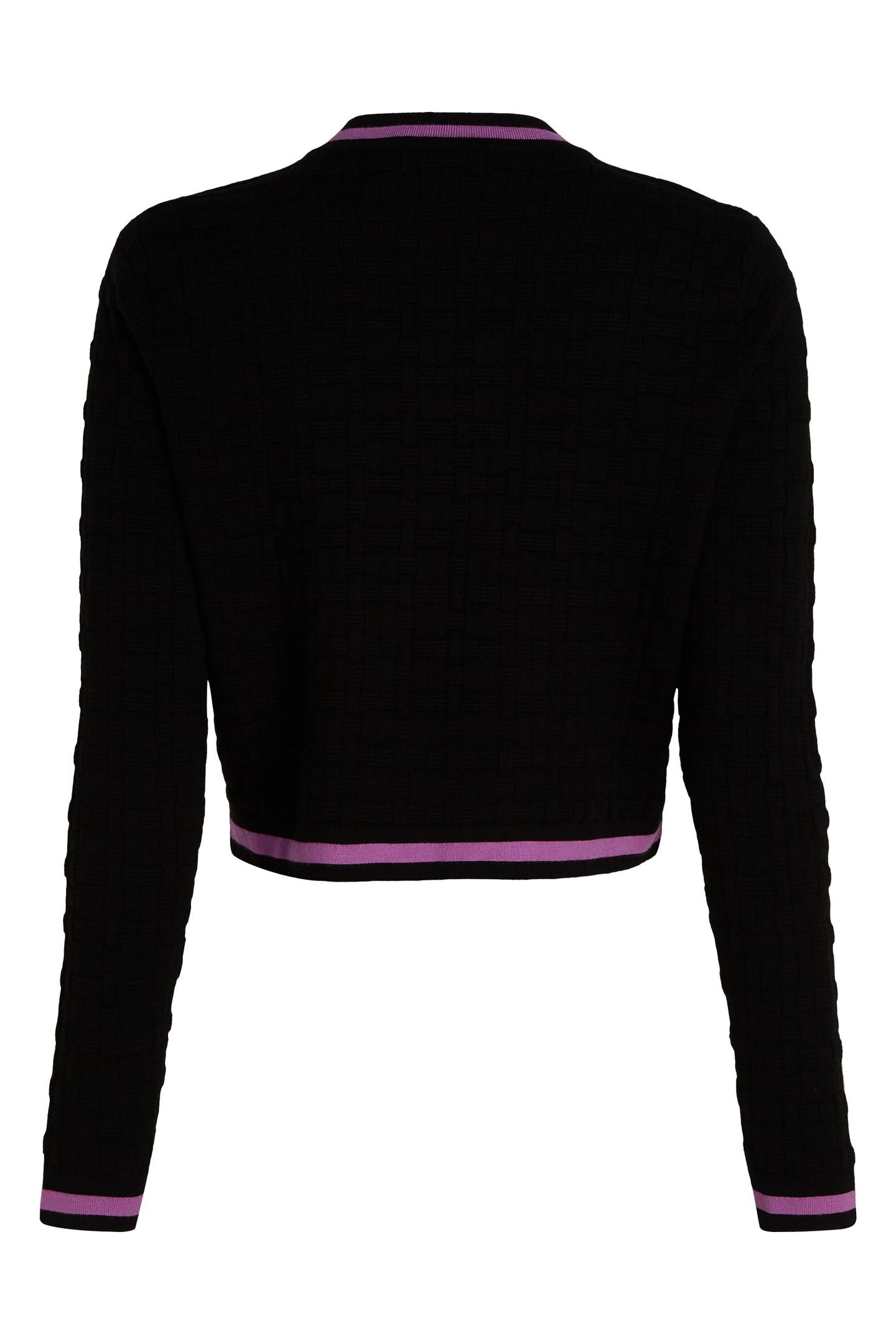 TEXTURED CLASSIC KNIT CARDIGAN BLACK/IRIS ORCHID 5