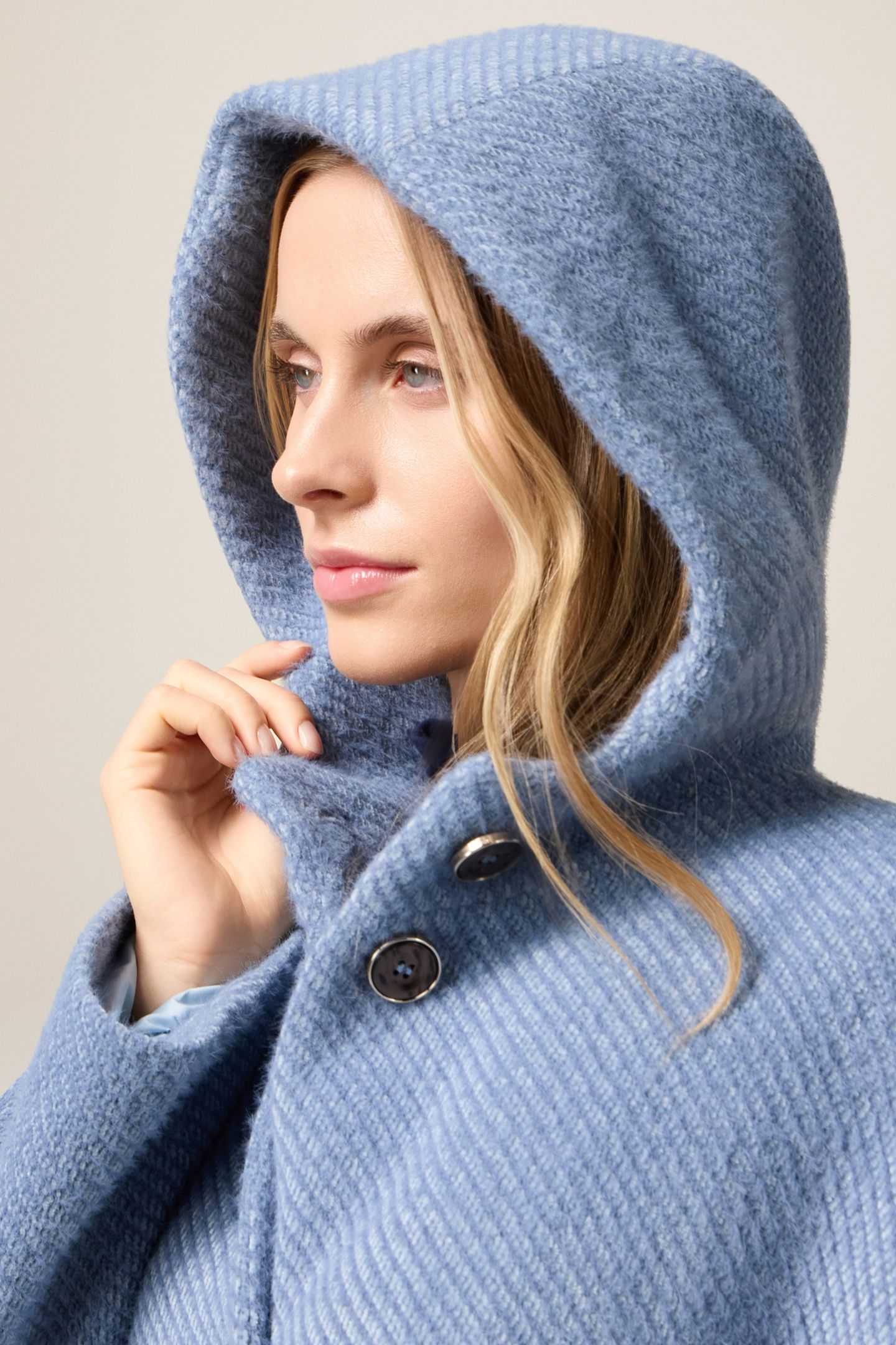 SHORT COAT IN KNITTED FABRIC LIGHT BLUE 8