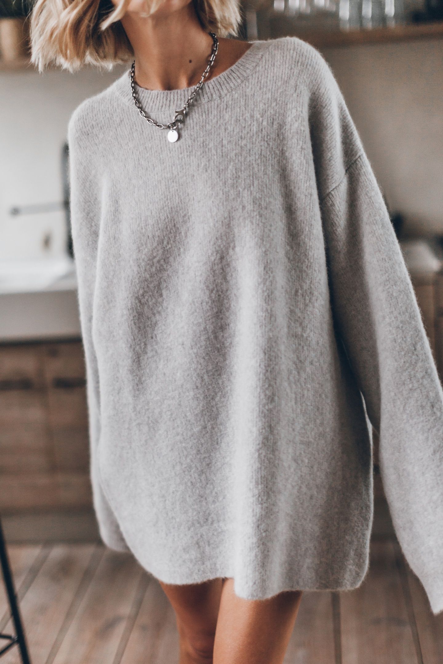 THE GREY OVERSIZED KNITTED SWEATER 1