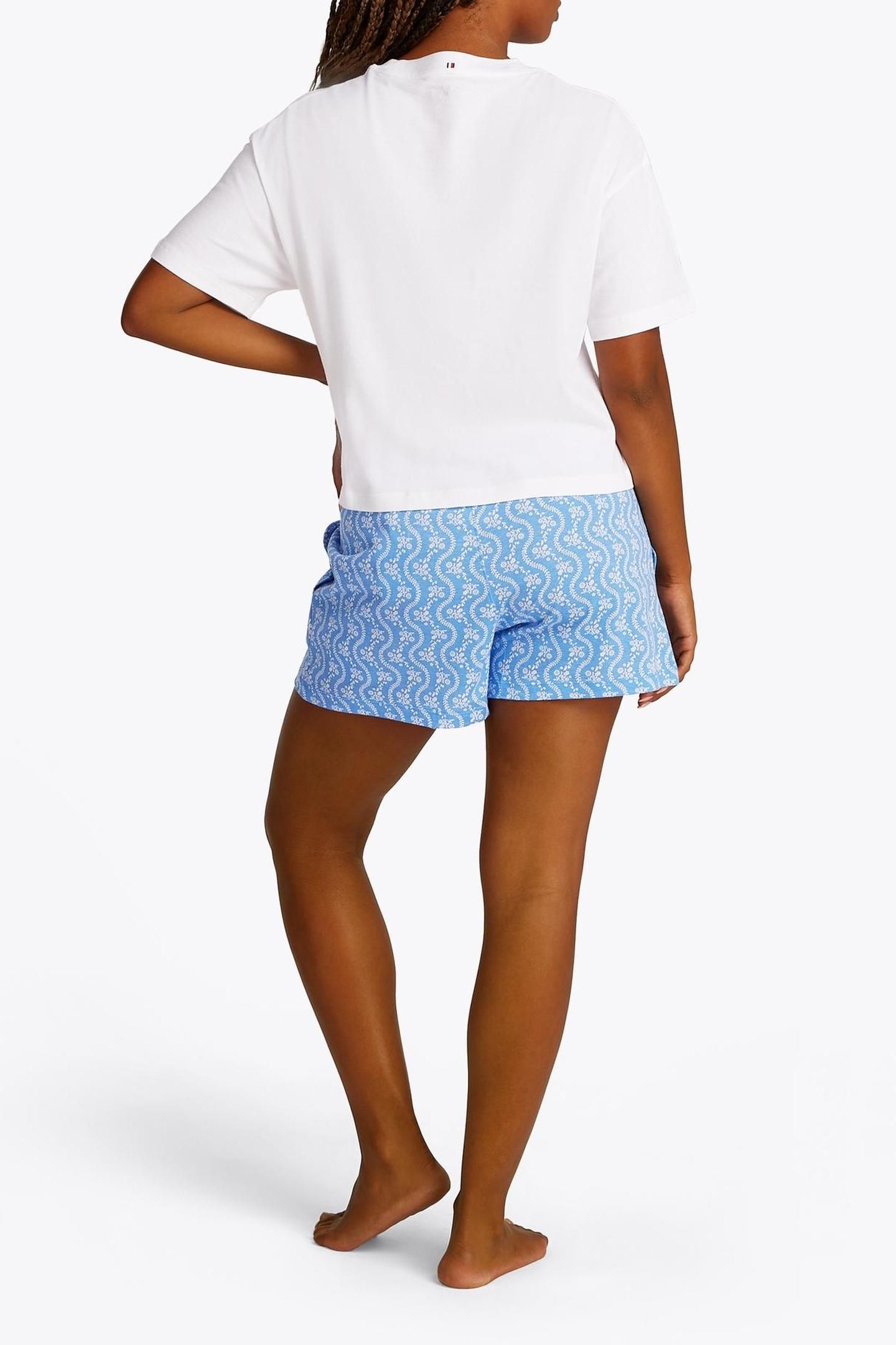 SS PRT PJ SHORT SET WHITE/FLOWER ZIG ZAG BLUE SPELL 3