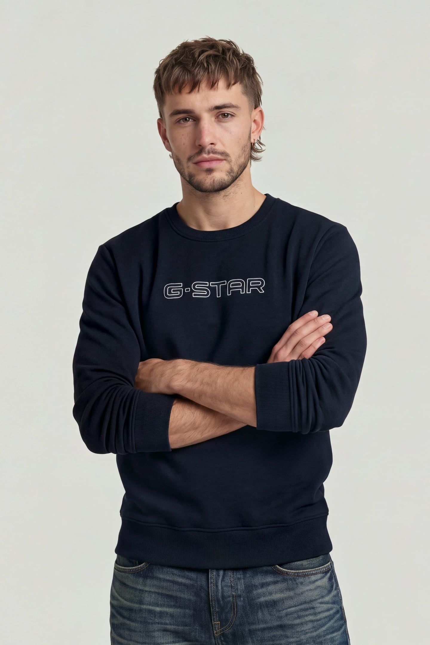 G-STAR SLIM CREW SWEAT L/S BLUE 1