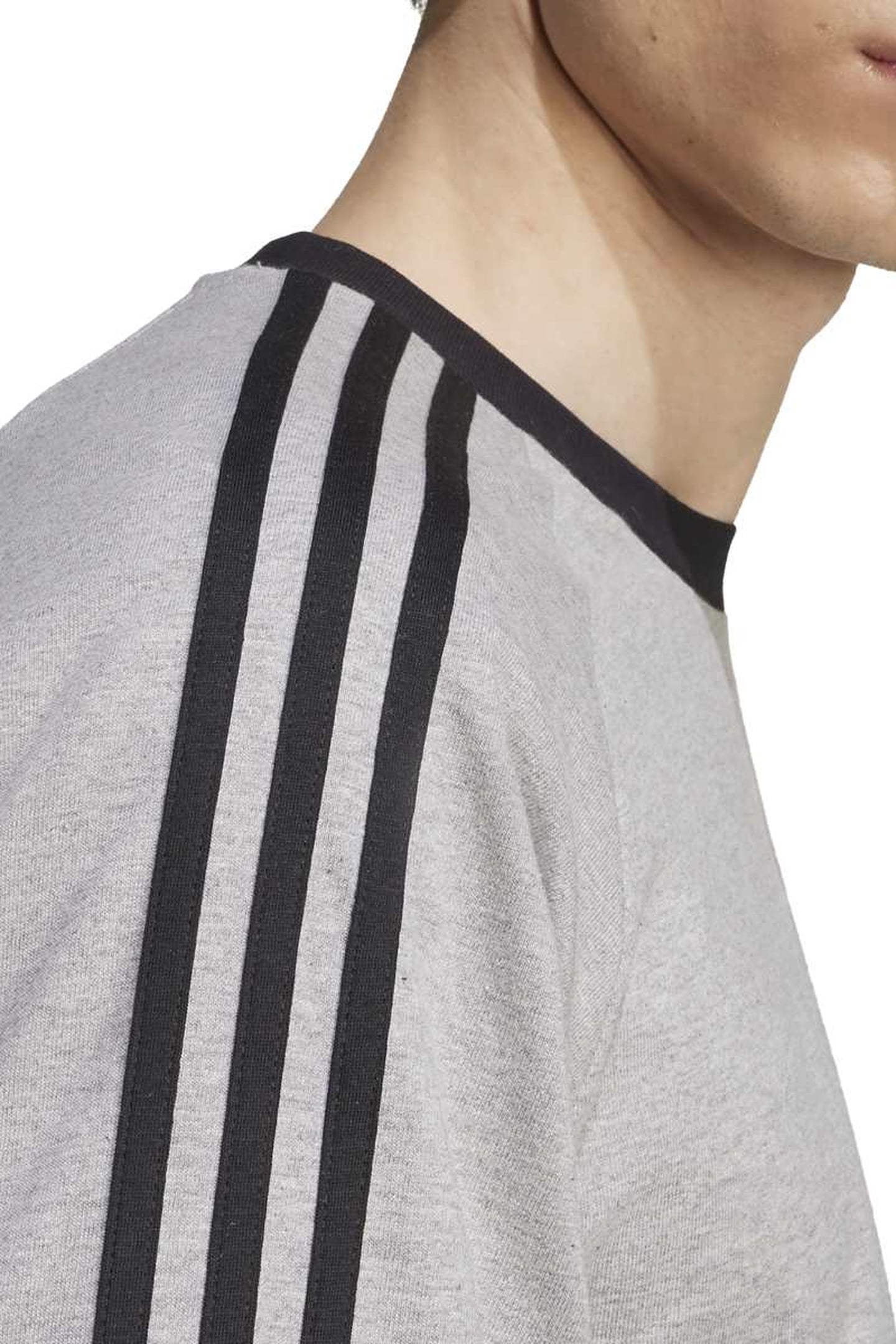 UNISEX 3-STRIPES LS TEE MEDIUM GREY HEATHER 5