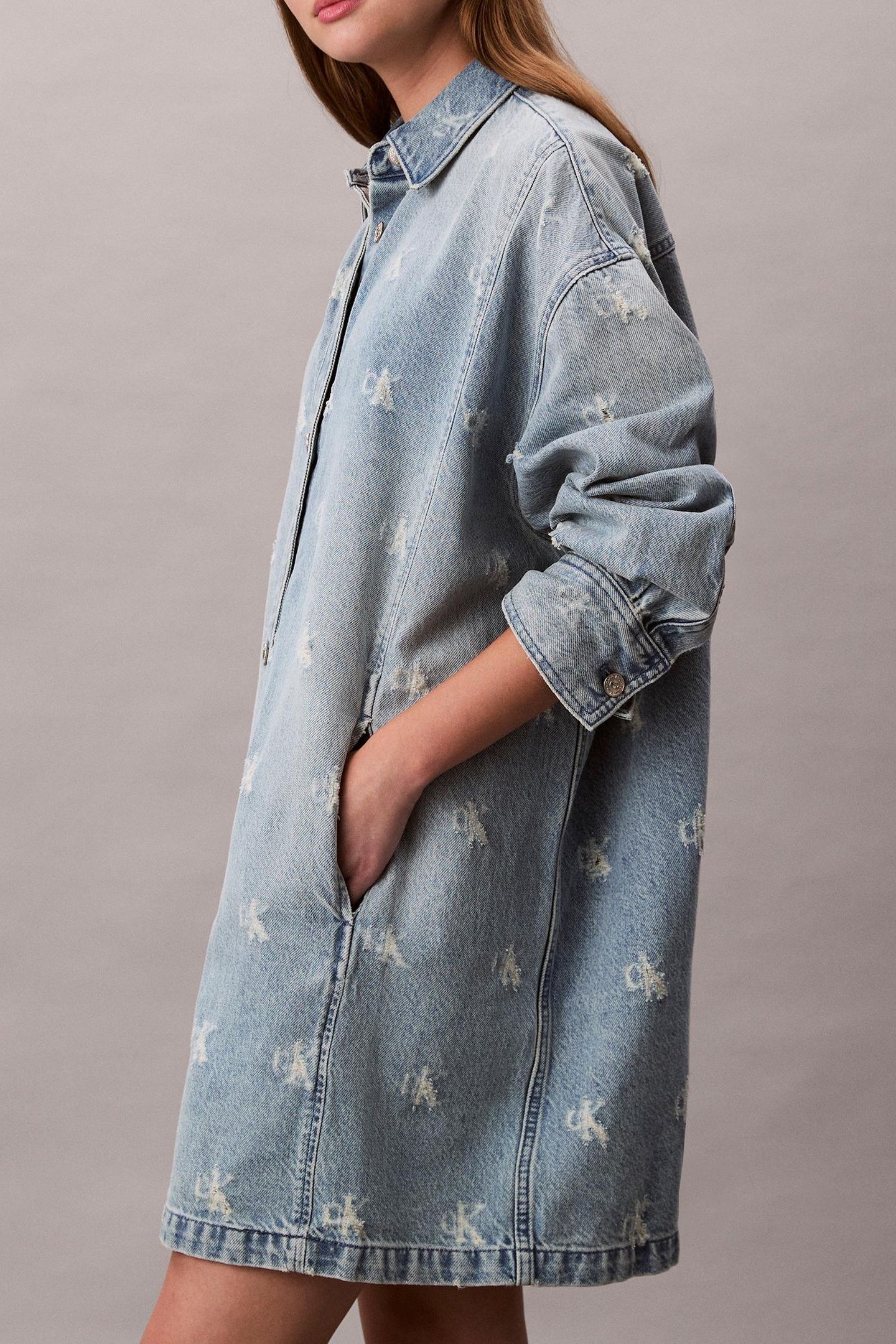 DENIM SHIRTDRESS CK DISTRESSED INDIGO 3