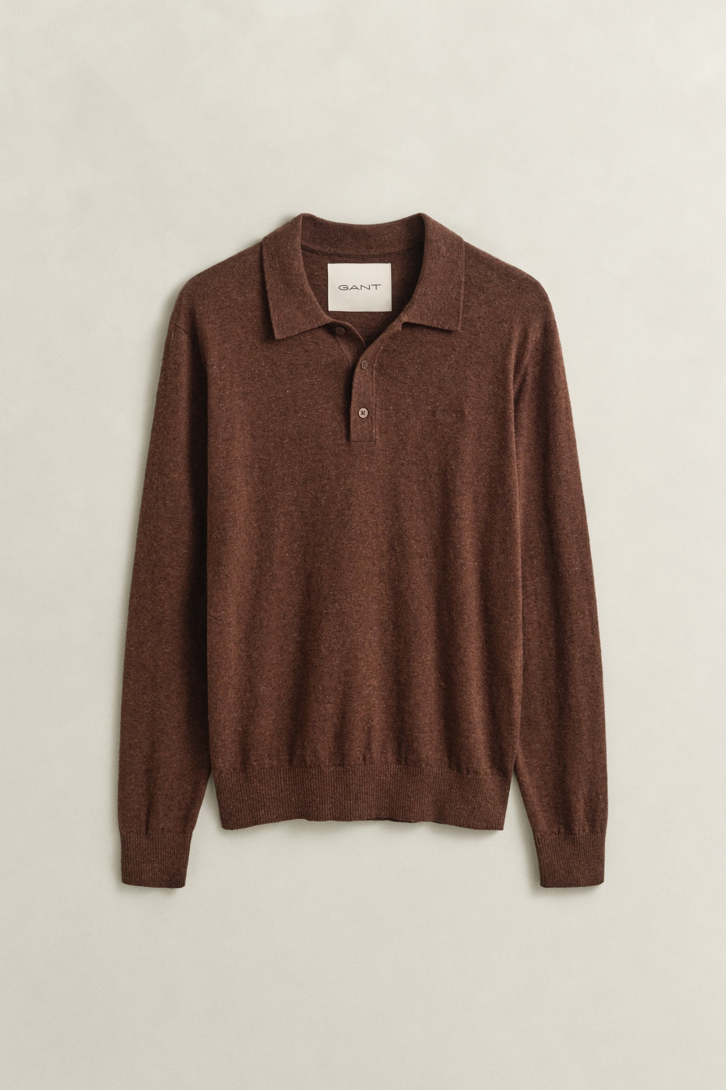 SLUB COTTON LINEN POLO HAZELNUT MELANGE 4