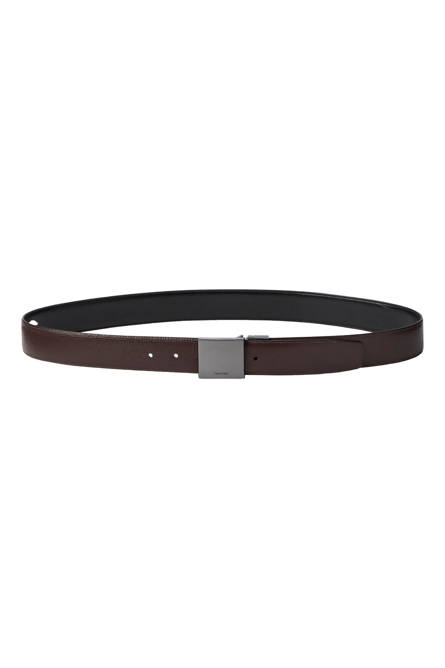 DRESS PLAQUE SMOOTH BELT BLACK/DARK BROWN/MATTE GUNME 2