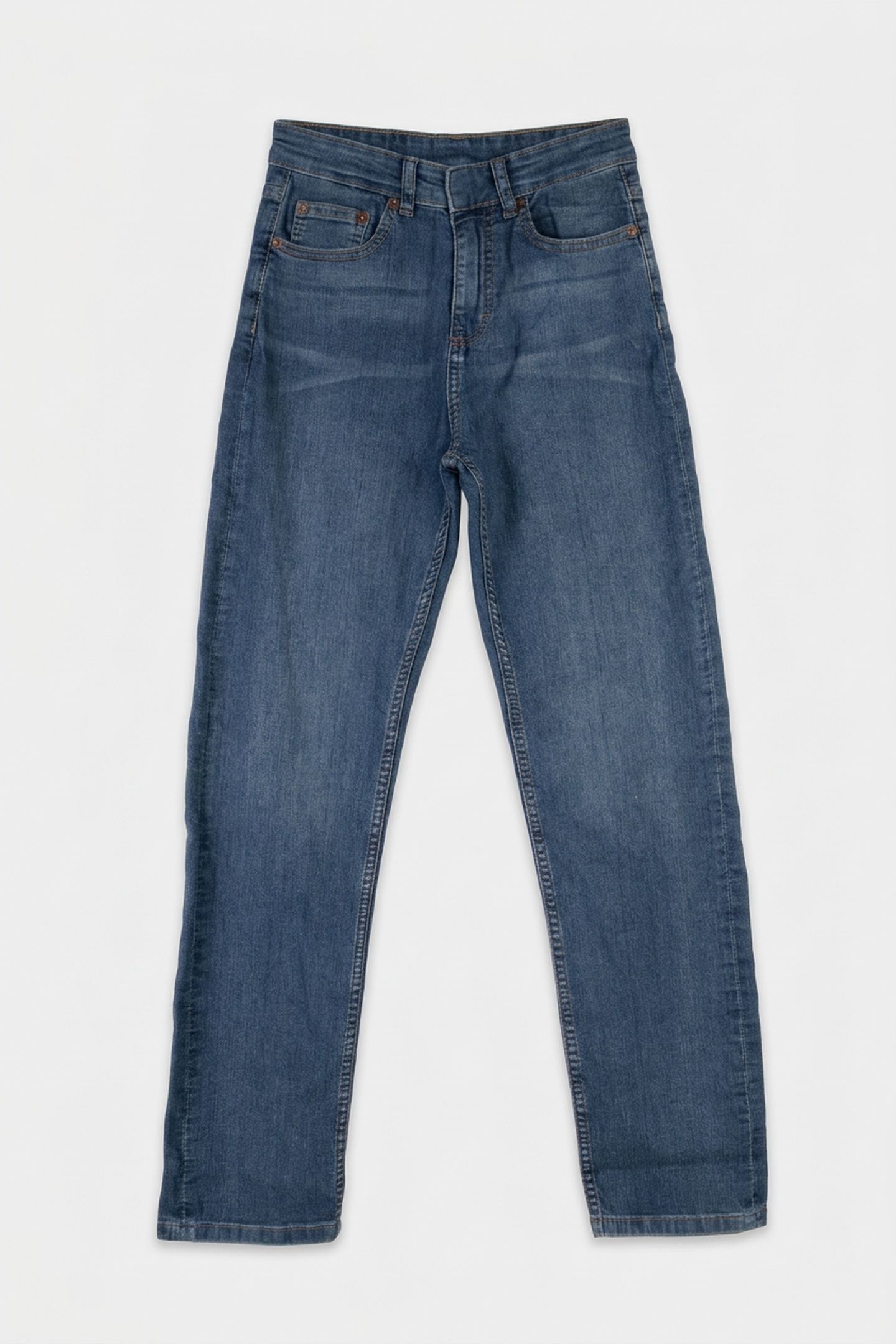 HIGH RISE STRAIGHT JEAN BLUE MID 3